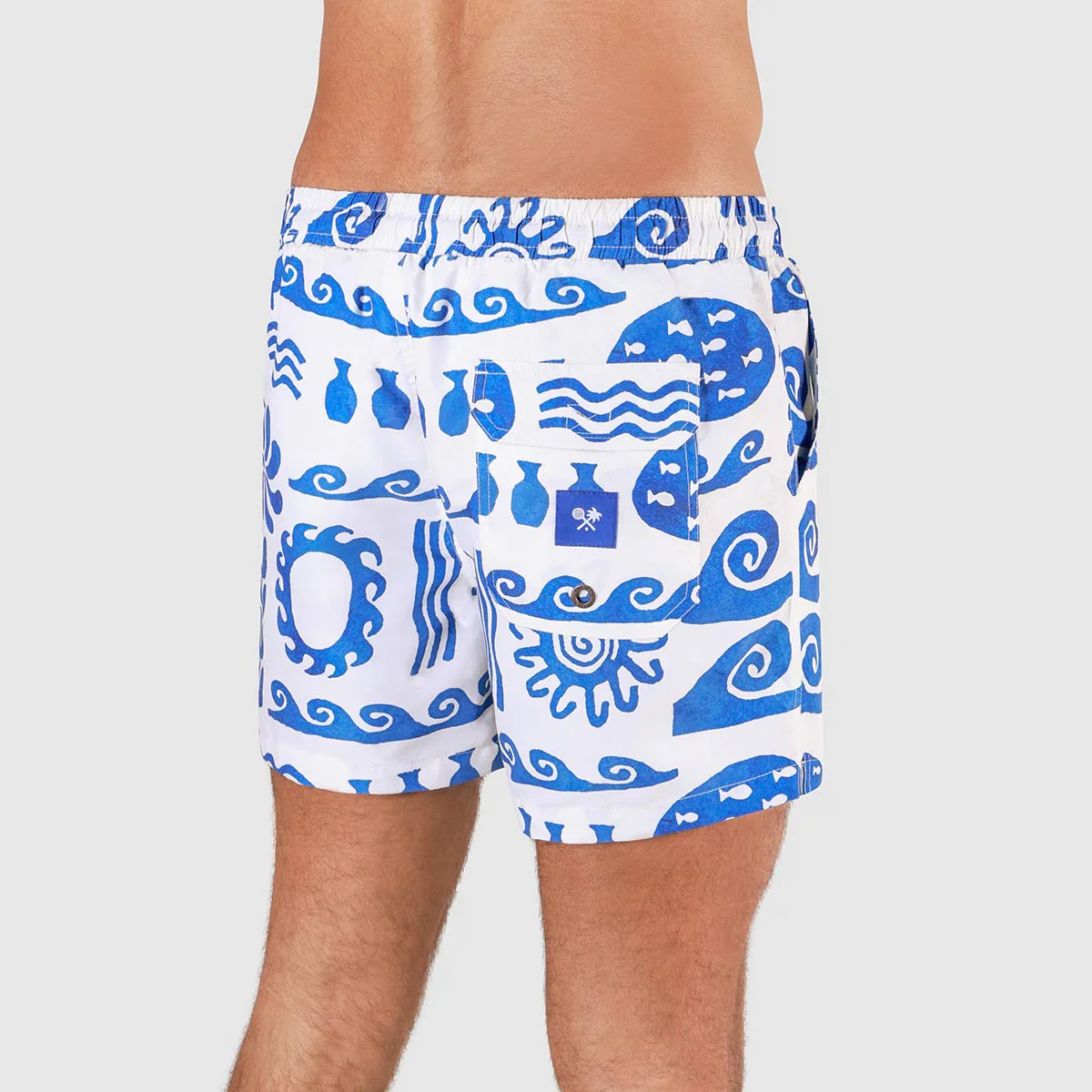SKWOSH CLUB Mens Greek Yoghurt Swim Shorts in White - Image 6