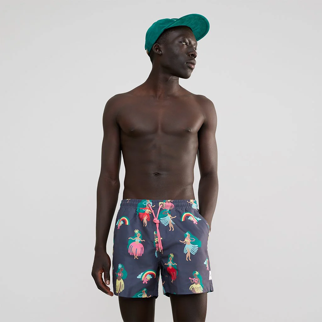 Skwosh Club MENS HULA GIRL HOO HAA SWIM SHORTS - GRAPHITE - Image 4