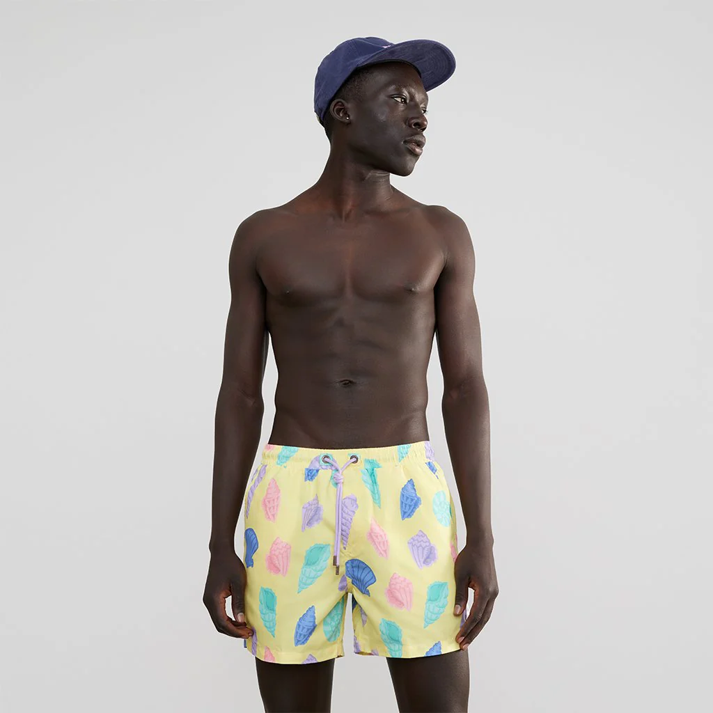 Skwosh Club MENS SHE SELLS SEA SHELLS SWIM SHORTS - YELLOW - Image 4