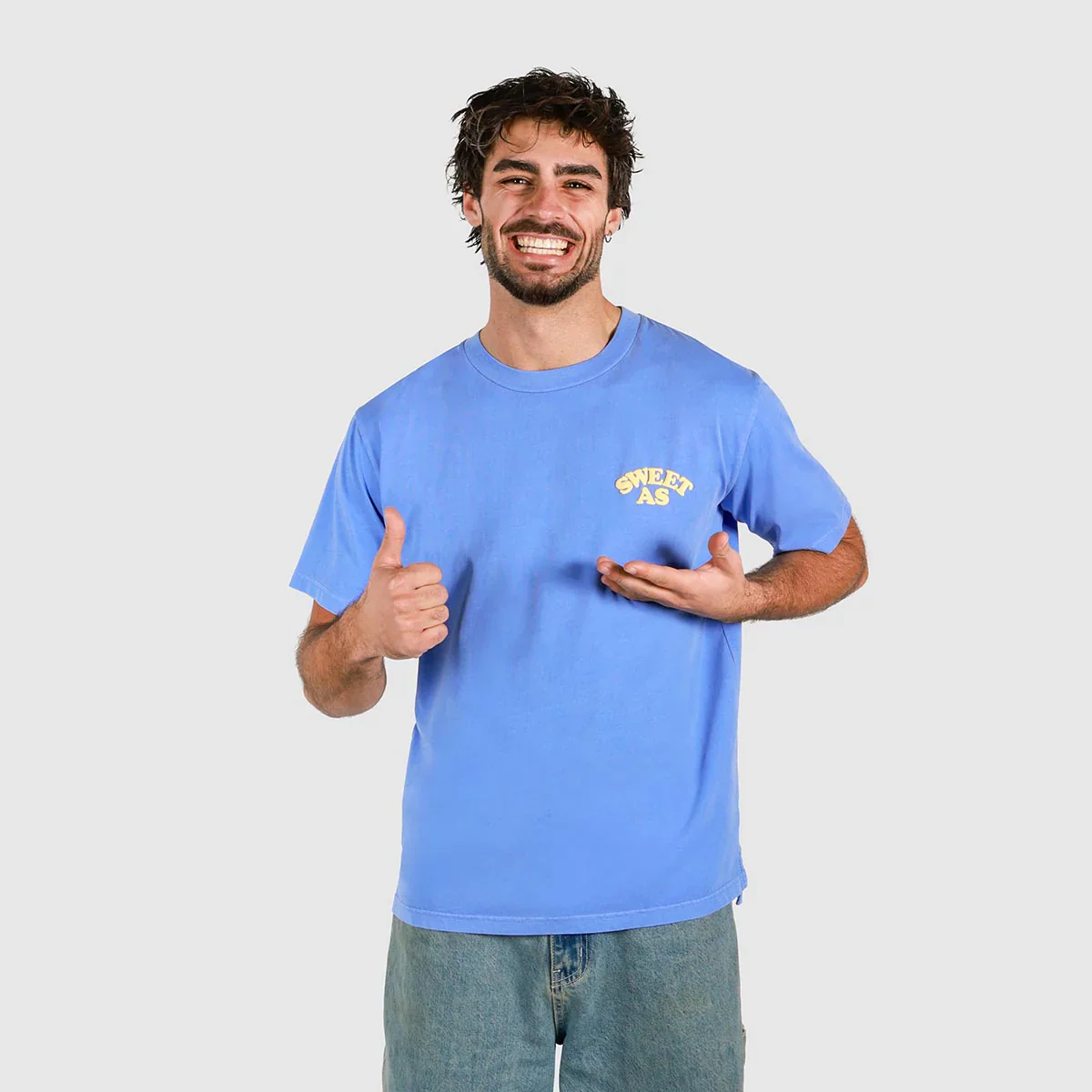 SKWOSH CLUB Mens Sweet As Slang Tee in Blue - Image 3