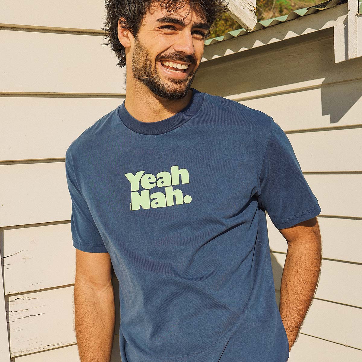 SKWOSH CLUB Mens Yeah Nah Slang Tee in Navy - Image 6