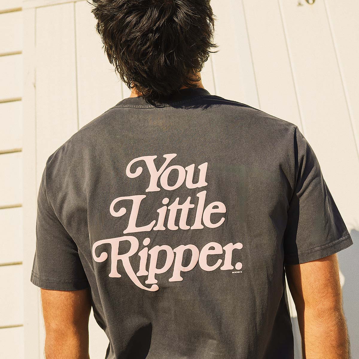 SKWOSH CLUB Mens You Little Ripper Slang Tee in Charcoal - Image 10