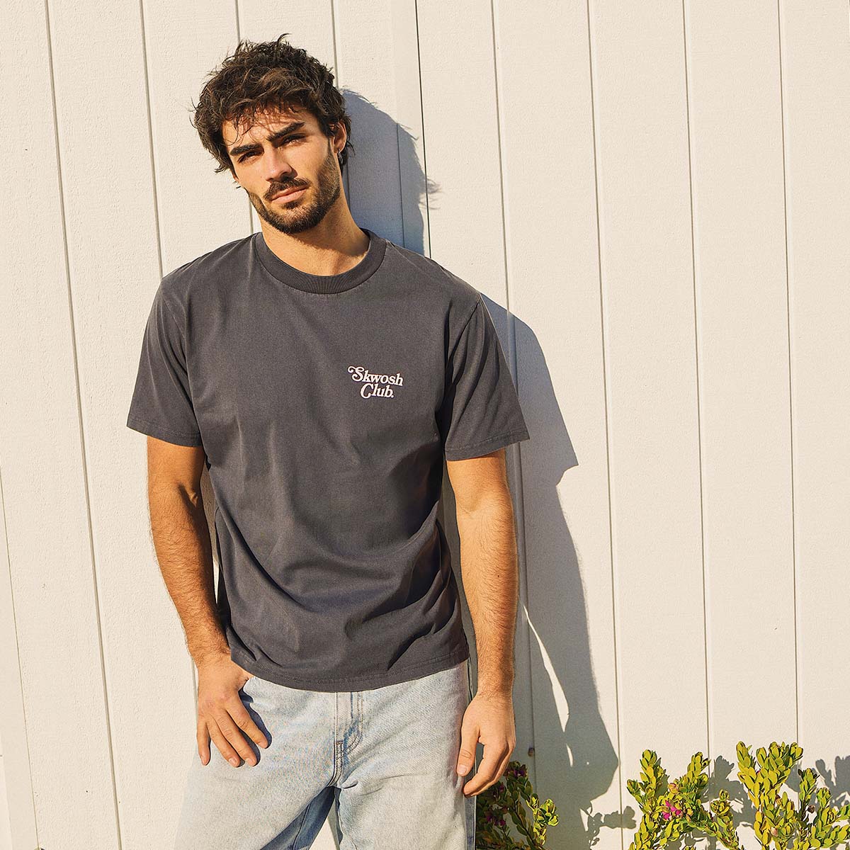 SKWOSH CLUB Mens You Little Ripper Slang Tee in Charcoal - Image 8