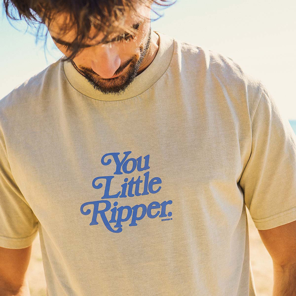 SKWOSH CLUB Mens You Little Ripper Slang Tee in Stone - Image 7