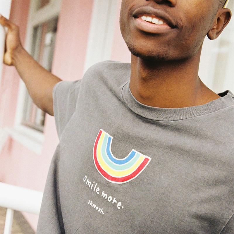 SKWOSH Mens Smile More Tee - Washed Black - Image 18