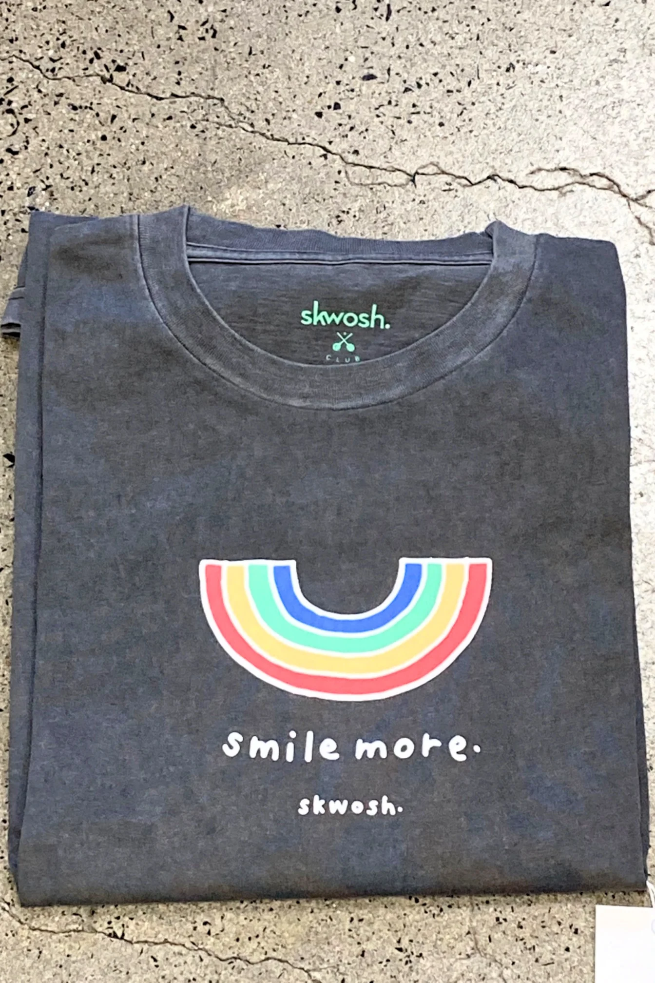 SKWOSH Mens Smile More Tee - Washed Black - Image 3