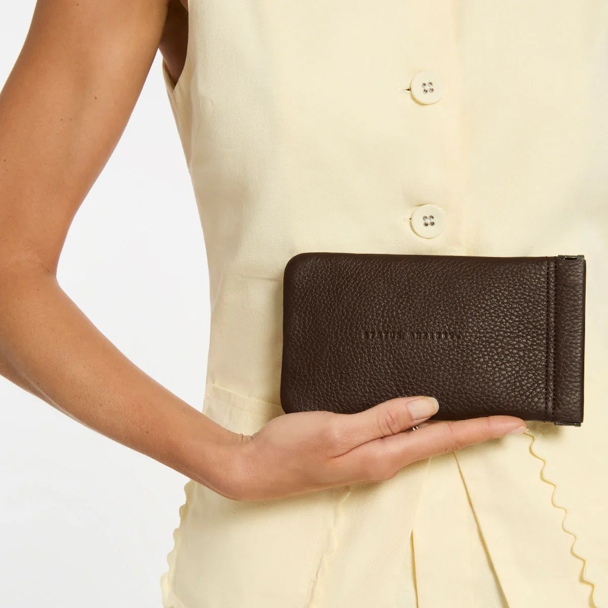 STATUS ANXIETY Keepsake Sunglasses Case in Cocoa Leather - Image 7