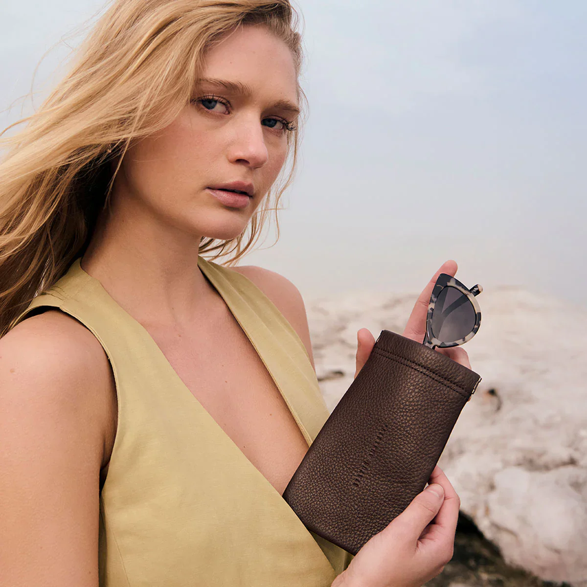 STATUS ANXIETY Keepsake Sunglasses Case in Cocoa Leather - Image 8