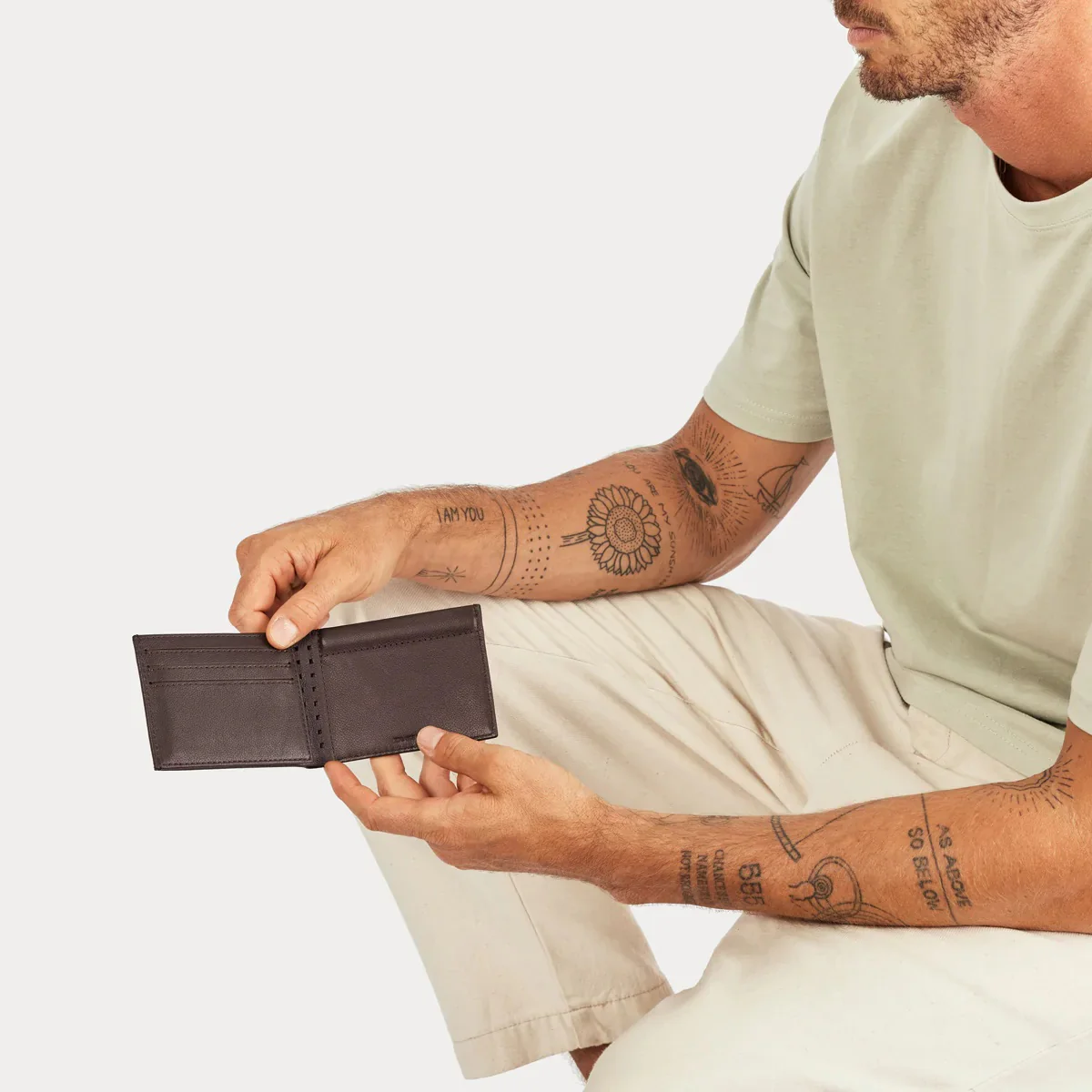 STATUS ANXIETY Mens Noah Leather Wallet Chocolate - Image 4