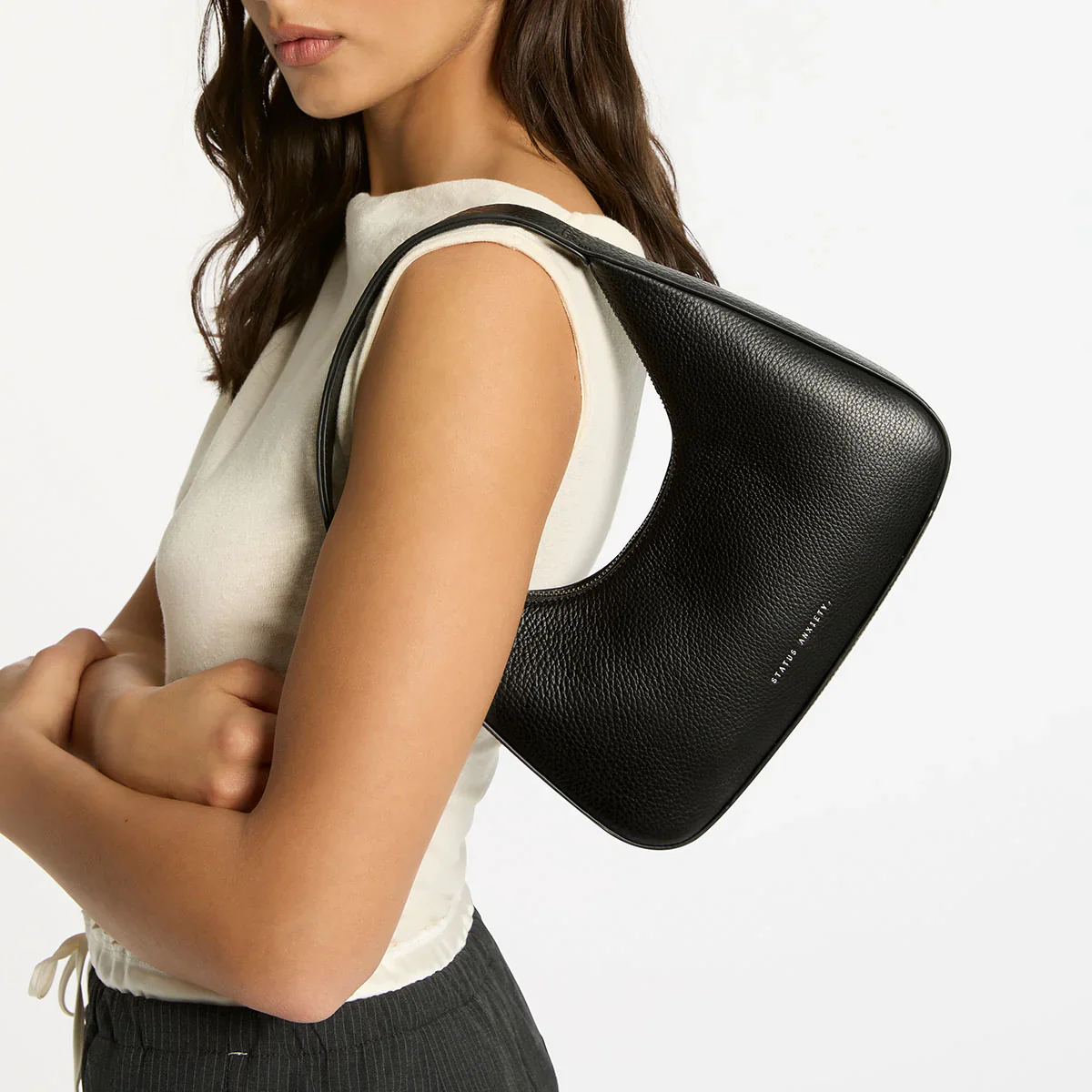 STATUS ANXIETY Womens Aurora Leather Bag - Black - Image 8