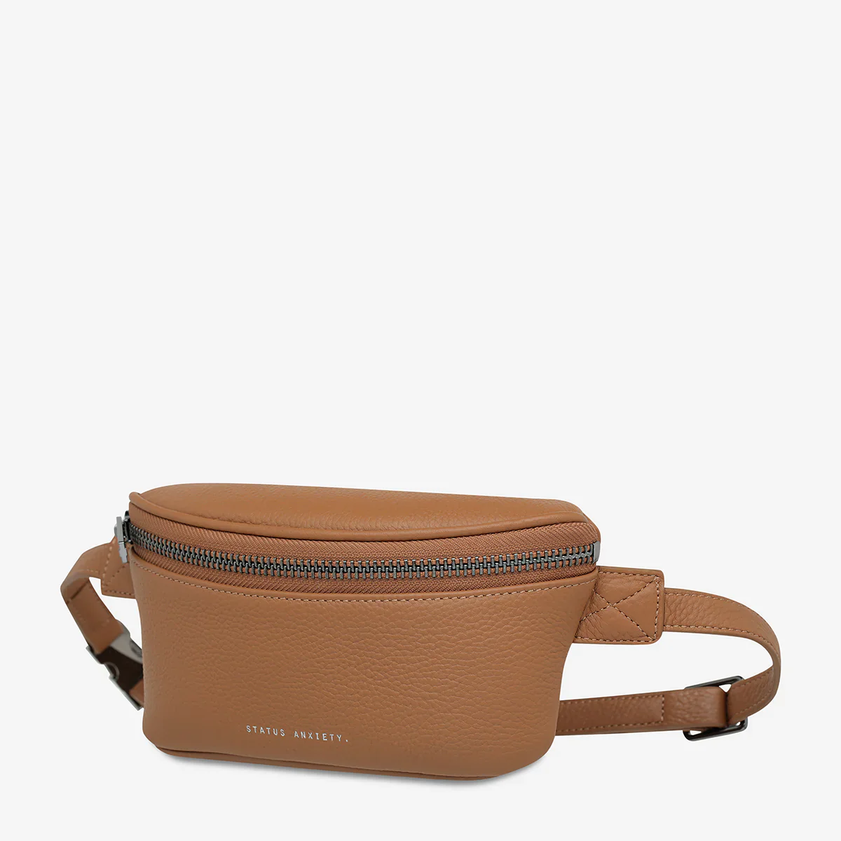 STATUS ANXIETY Womens Best Lies Leather Bum Bag in Camel - Image 2
