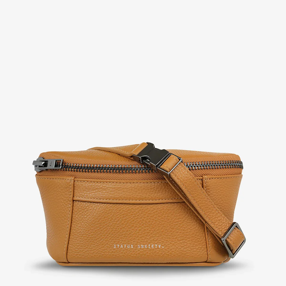 STATUS ANXIETY Womens Best Lies Leather Bum Bag Tan - Image 6