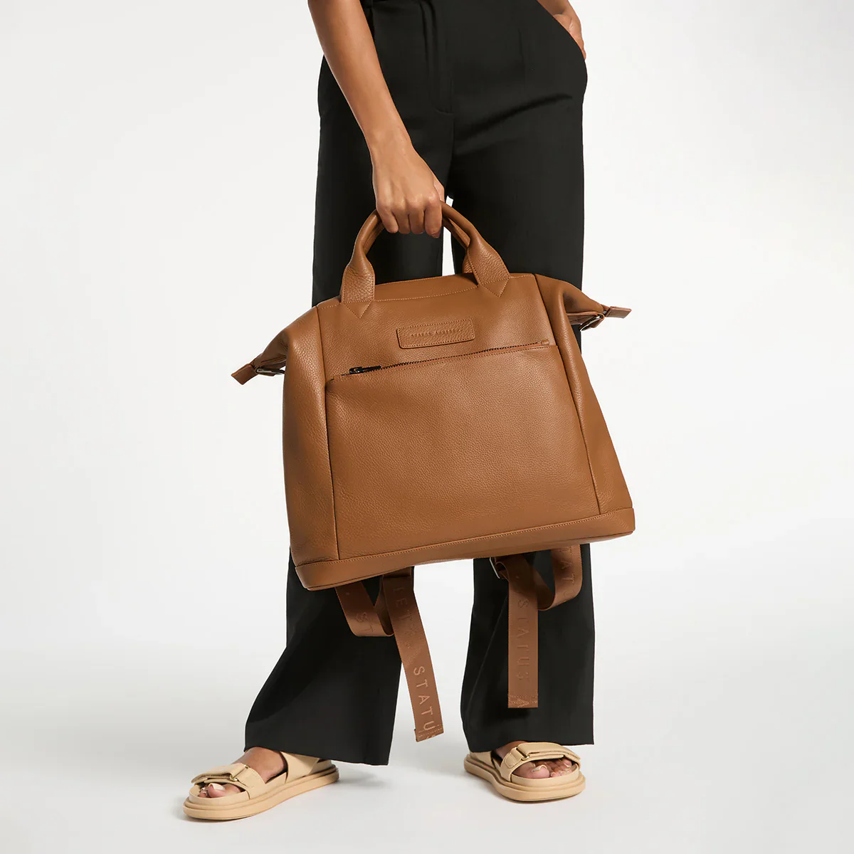 STATUS ANXIETY Womens Comes In Waves Leather Bag - Camel - Image 3