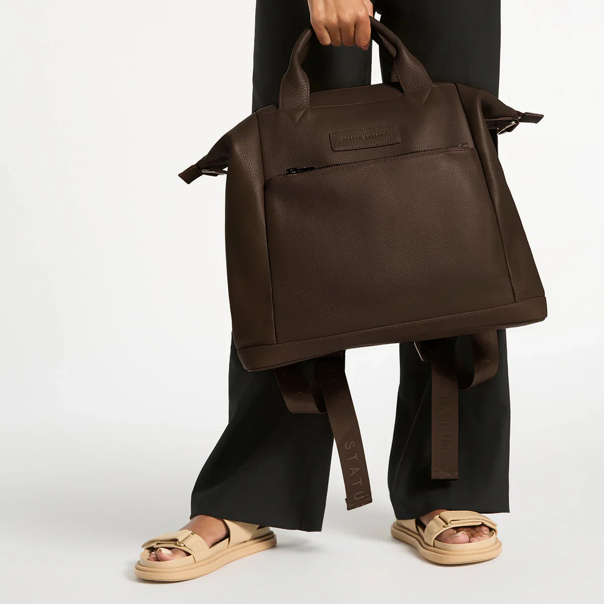 STATUS ANXIETY Womens Comes In Waves Leather Bag - Cocoa - Image 4