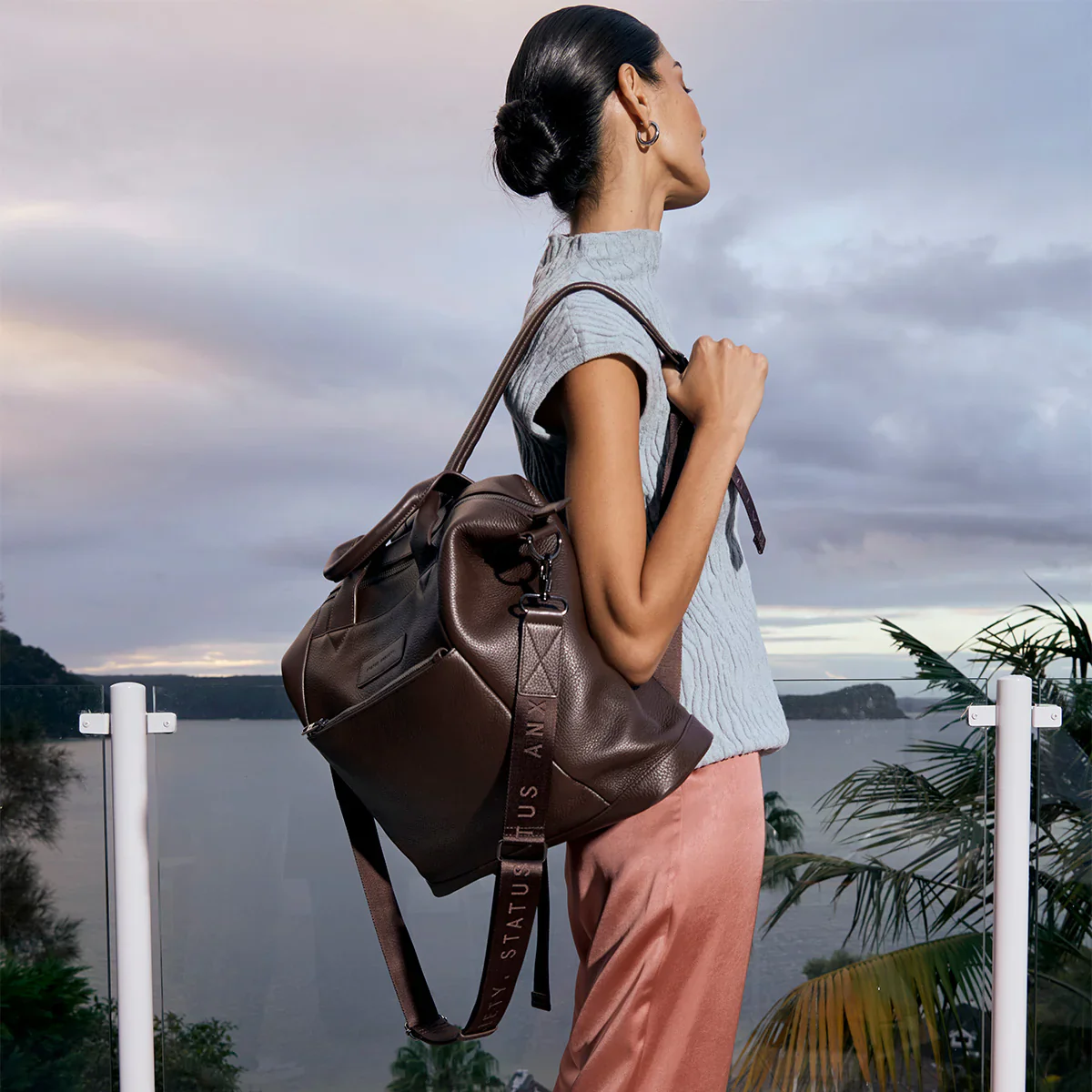 STATUS ANXIETY Womens Comes In Waves Leather Bag - Cocoa - Image 7