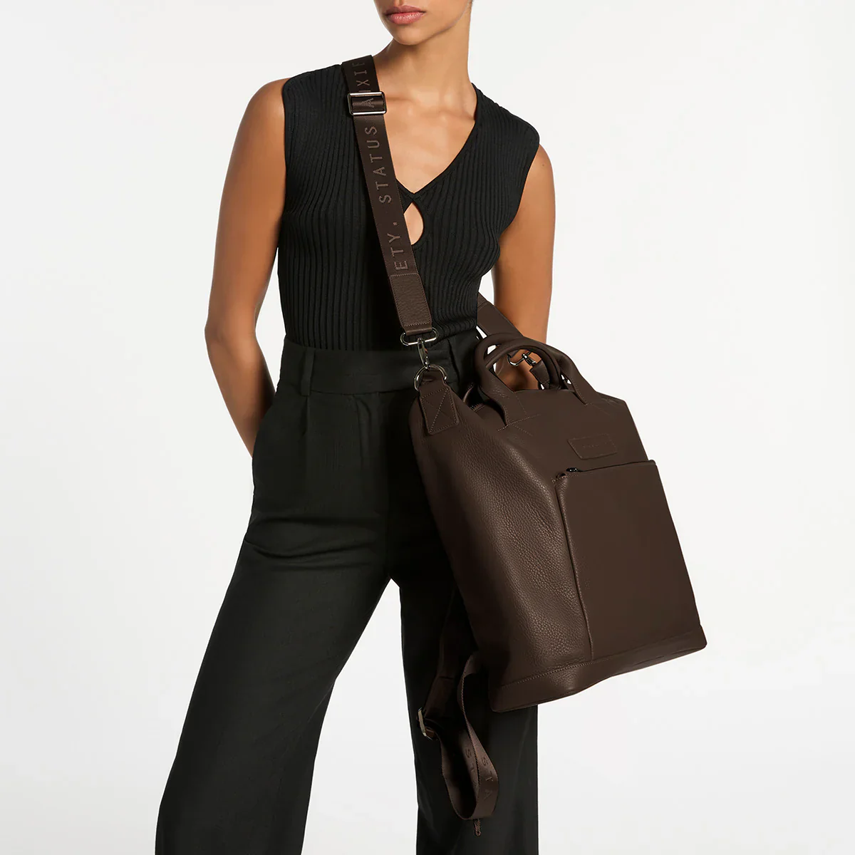 STATUS ANXIETY Womens Comes In Waves Leather Bag - Cocoa - Image 8