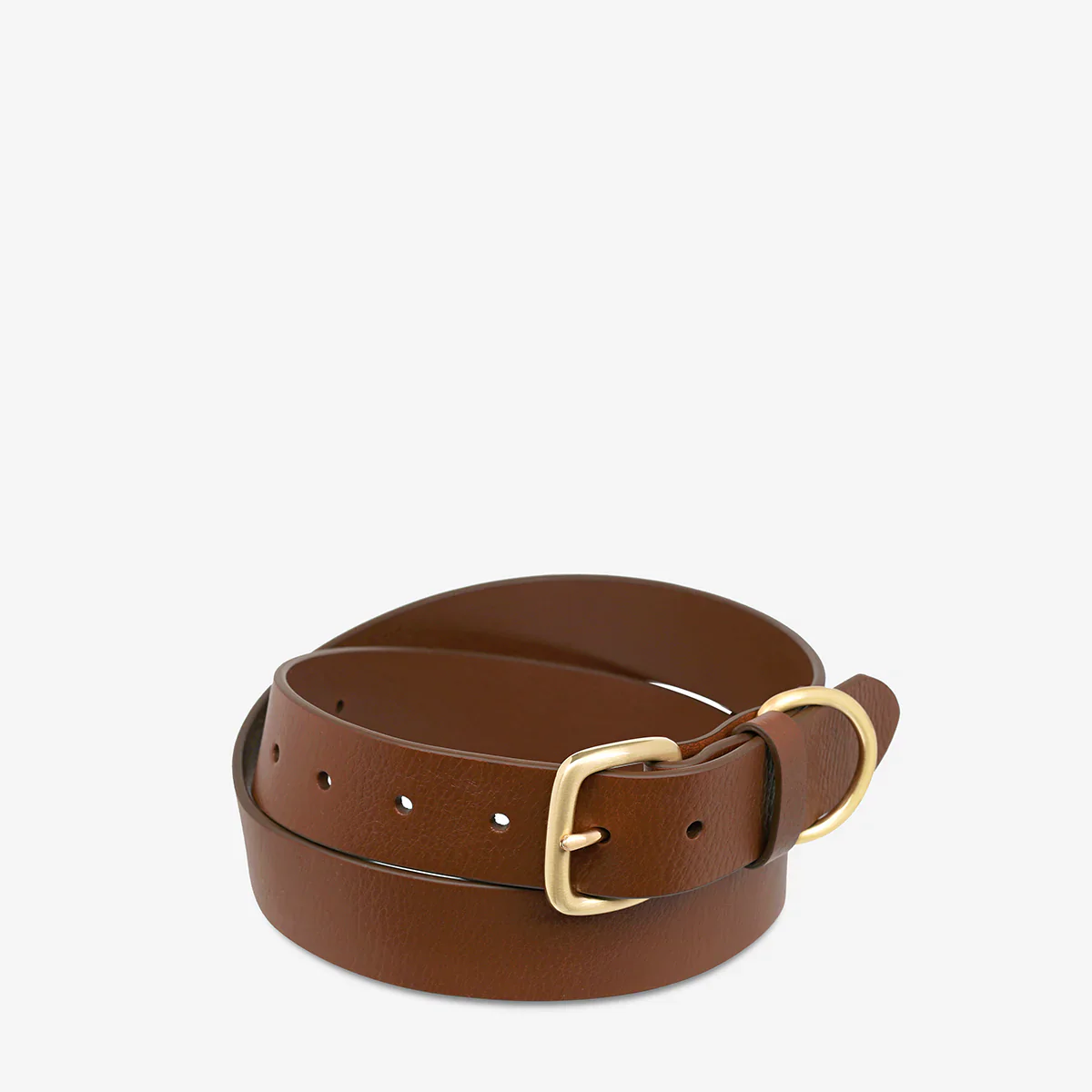 STATUS ANXIETY Womens Disarm Leather Belt - Tan w Gold Buckle - Image 2