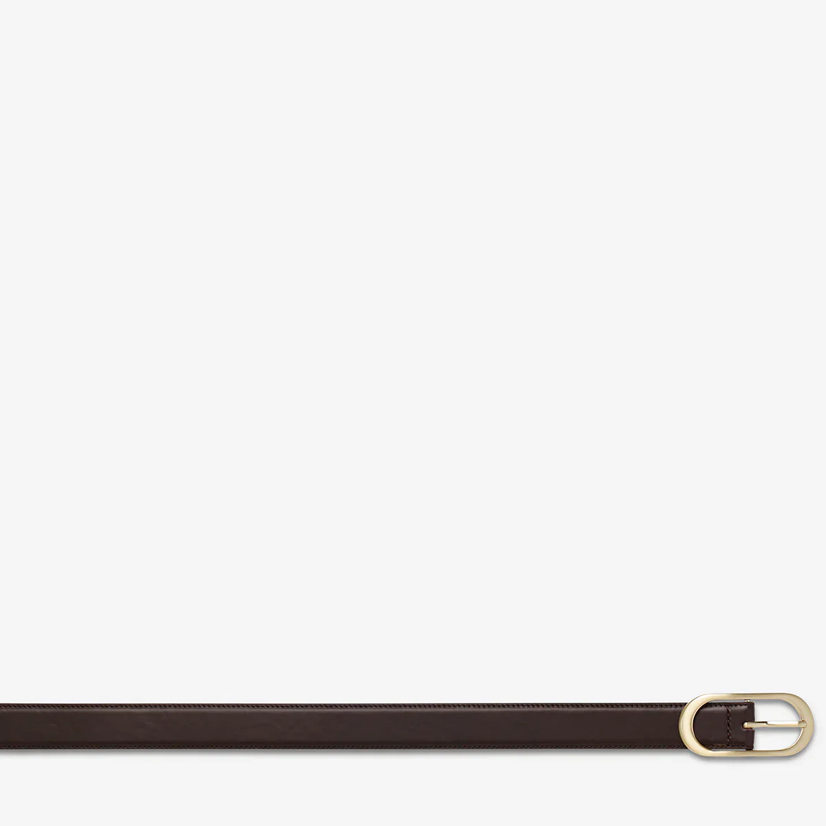 STATUS ANXIETY Womens Final Loop Leather Belt in Choc Nappa/ Gold - Image 5
