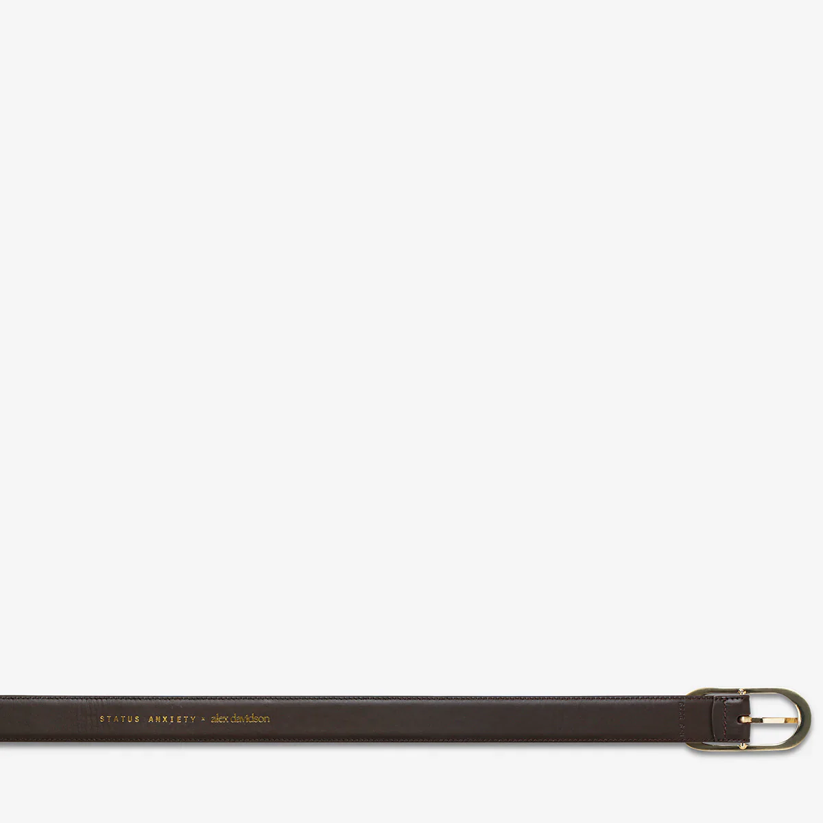 STATUS ANXIETY Womens Final Loop Leather Belt in Choc Nappa/ Gold - Image 6