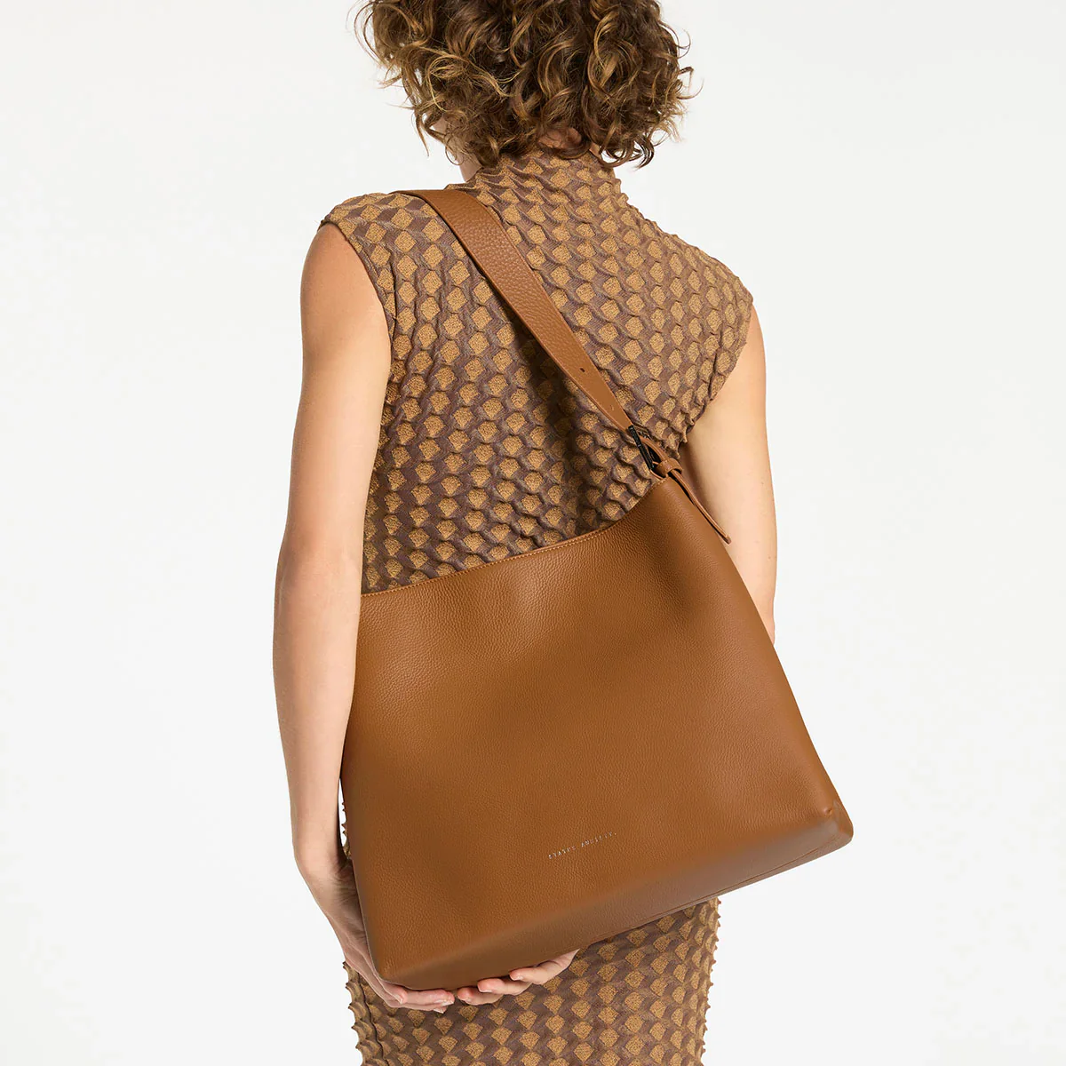 STATUS ANXIETY Womens Forget About It Leather Tote Bag - Camel - Image 11