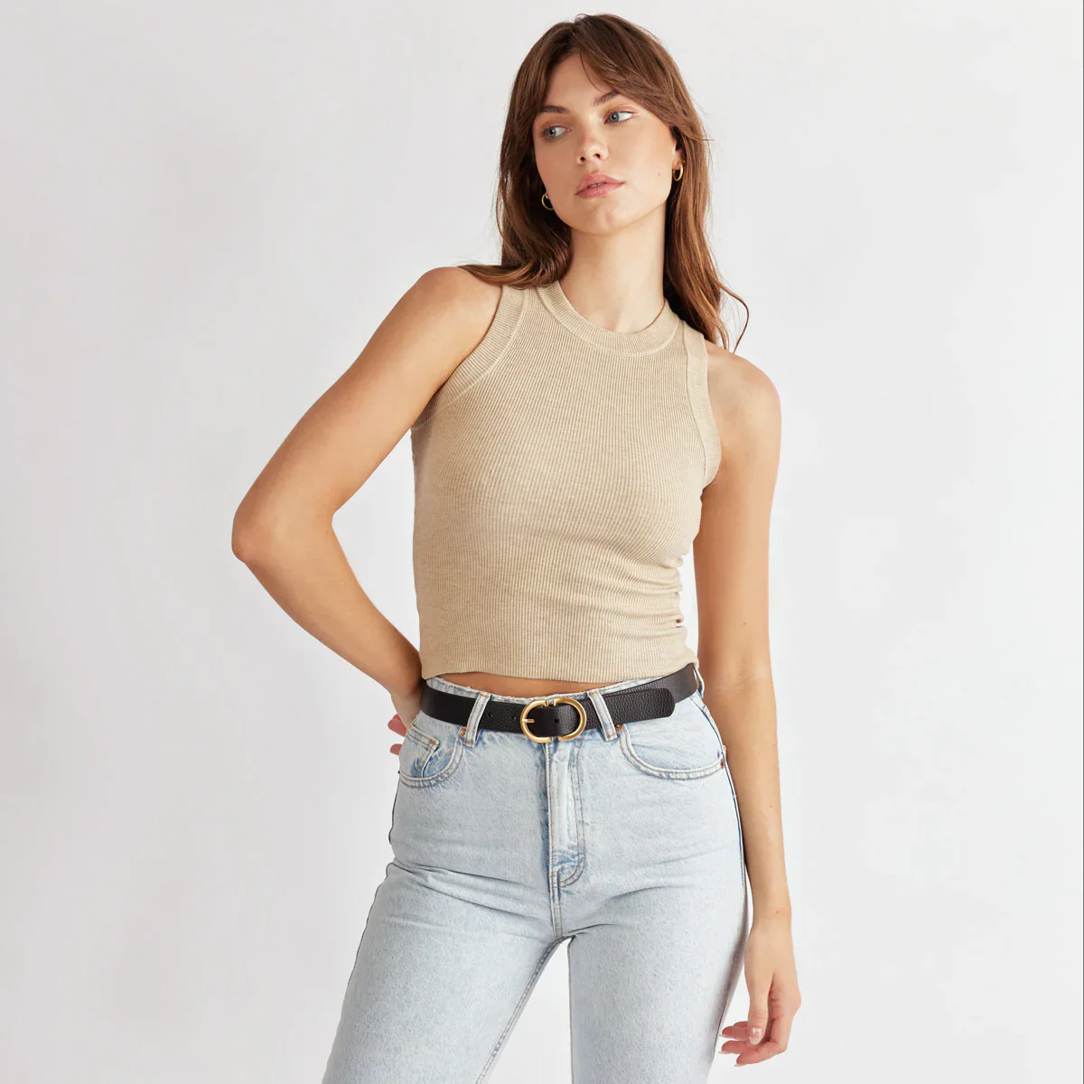 STATUS ANXIETY Womens In Reverse Leather Belt - Black/Gold - Image 11