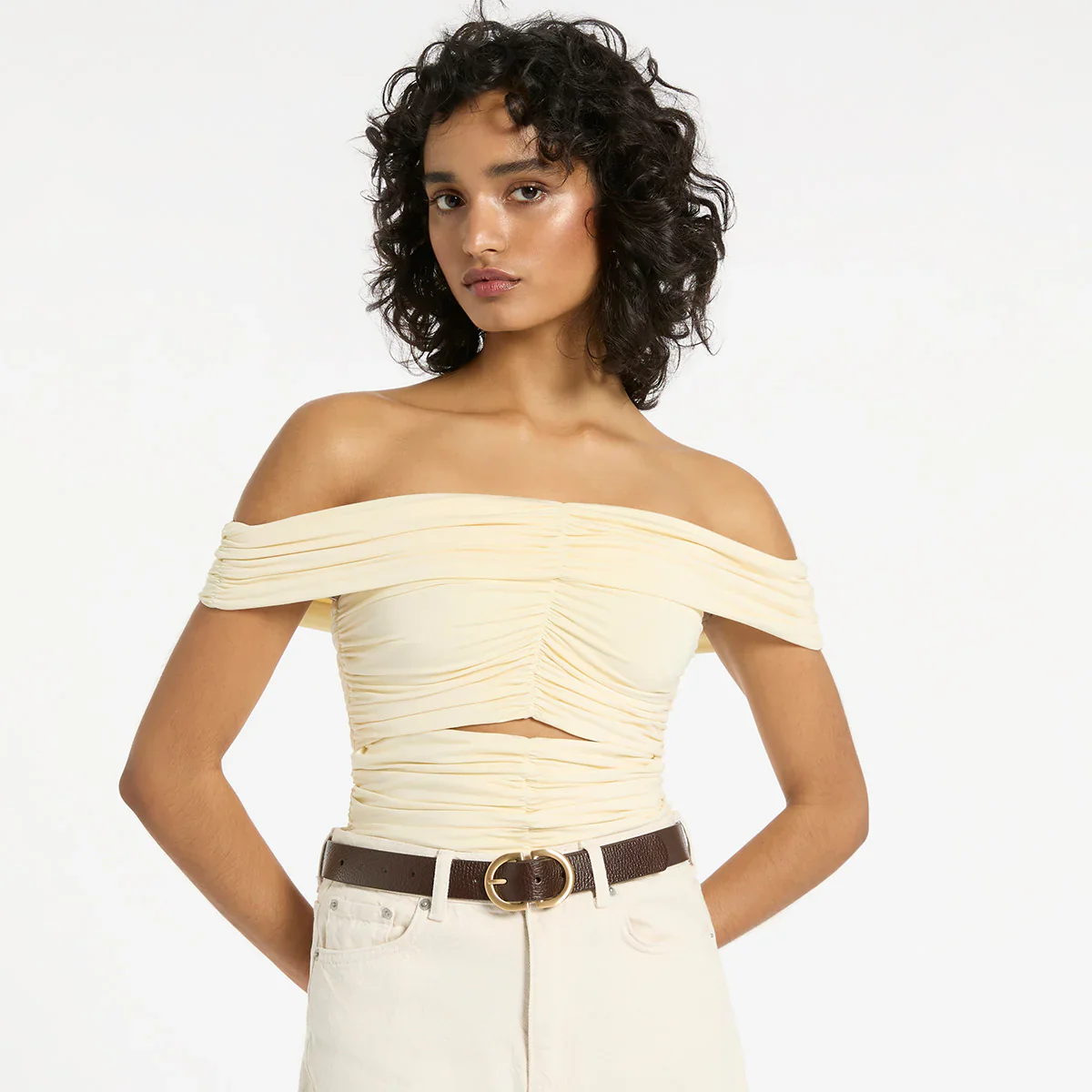 STATUS ANXIETY Womens In Reverse Leather Belt - Choc / Gold - Image 5