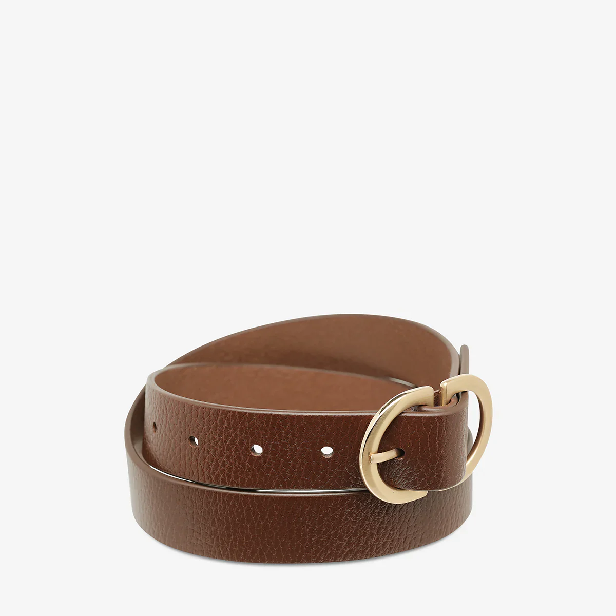 STATUS ANXIETY Womens In Reverse Leather Belt - Tan/Gold - Image 2