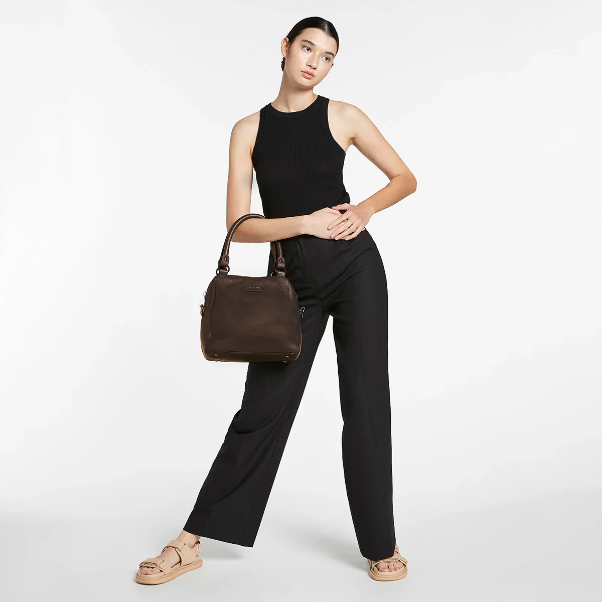 STATUS ANXIETY Womens Last Mountains Leather Bag in Cocoa - Image 7