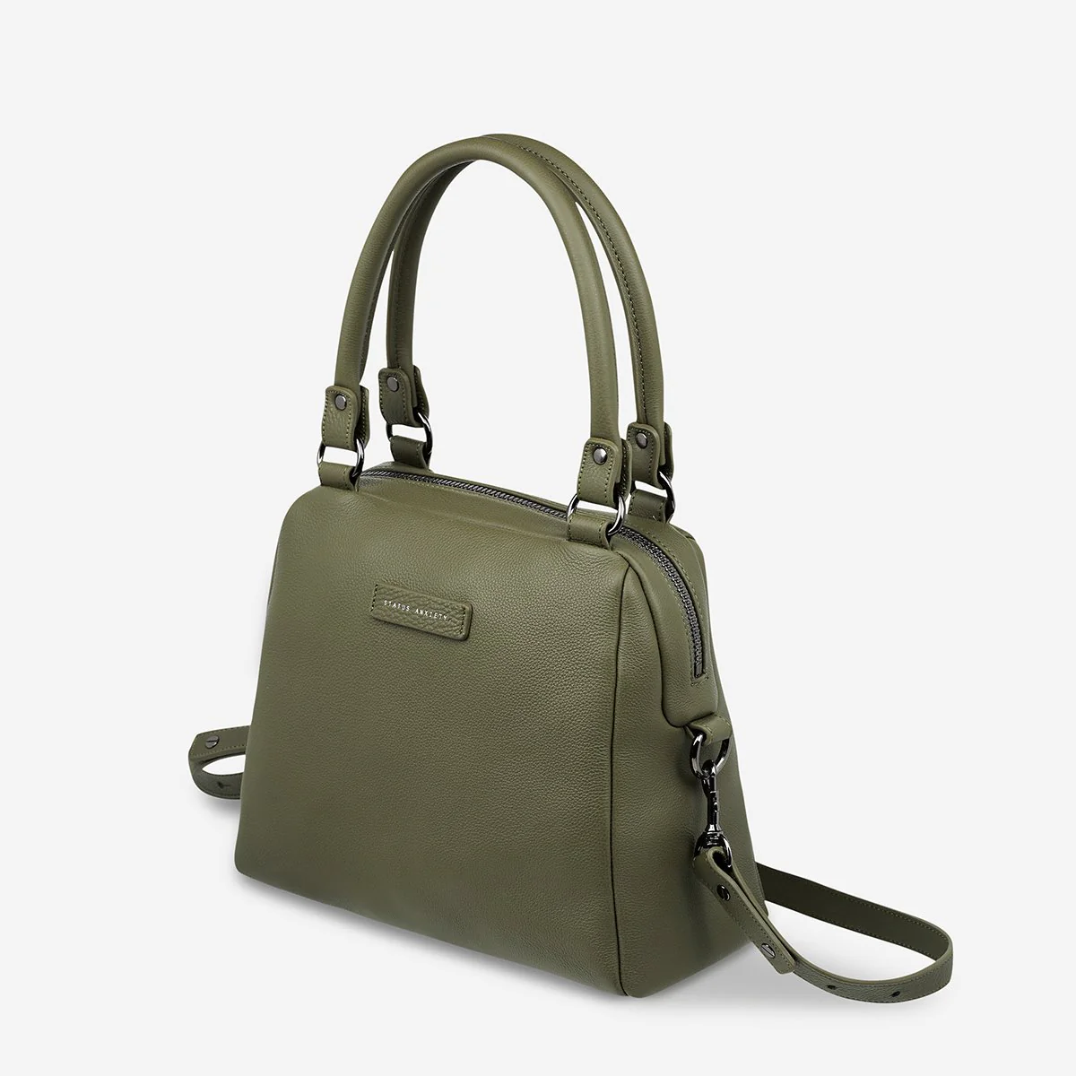 Status Anxiety WOMENS LAST MOUNTAINS LEATHER BAG - KHAKI - Image 4