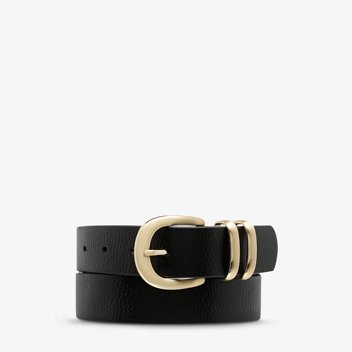STATUS ANXIETY Womens Let It Be Leather Belt - Black/Gold - Image 5