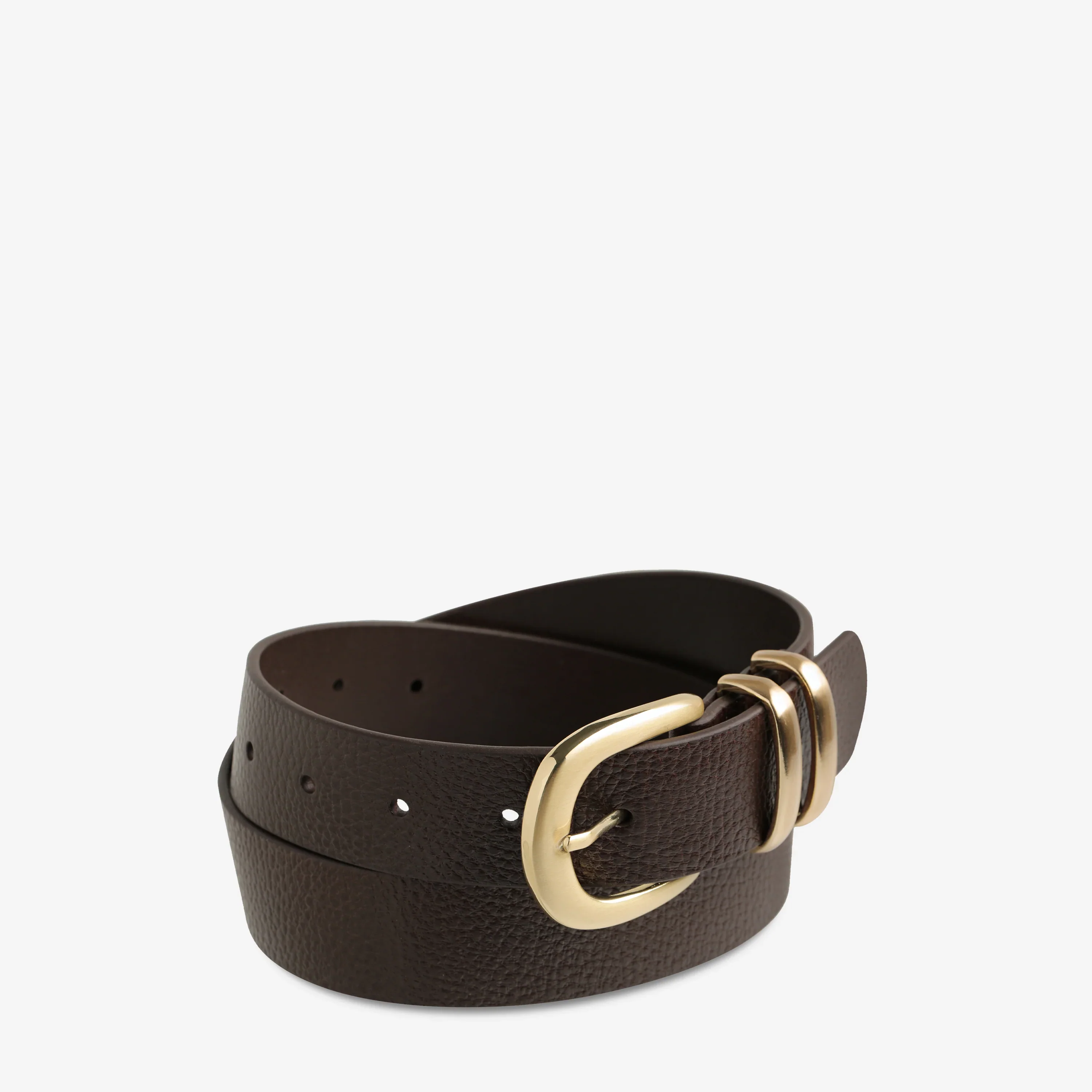 STATUS ANXIETY Womens Let It Be Leather Belt - Choc/Gold - Image 3