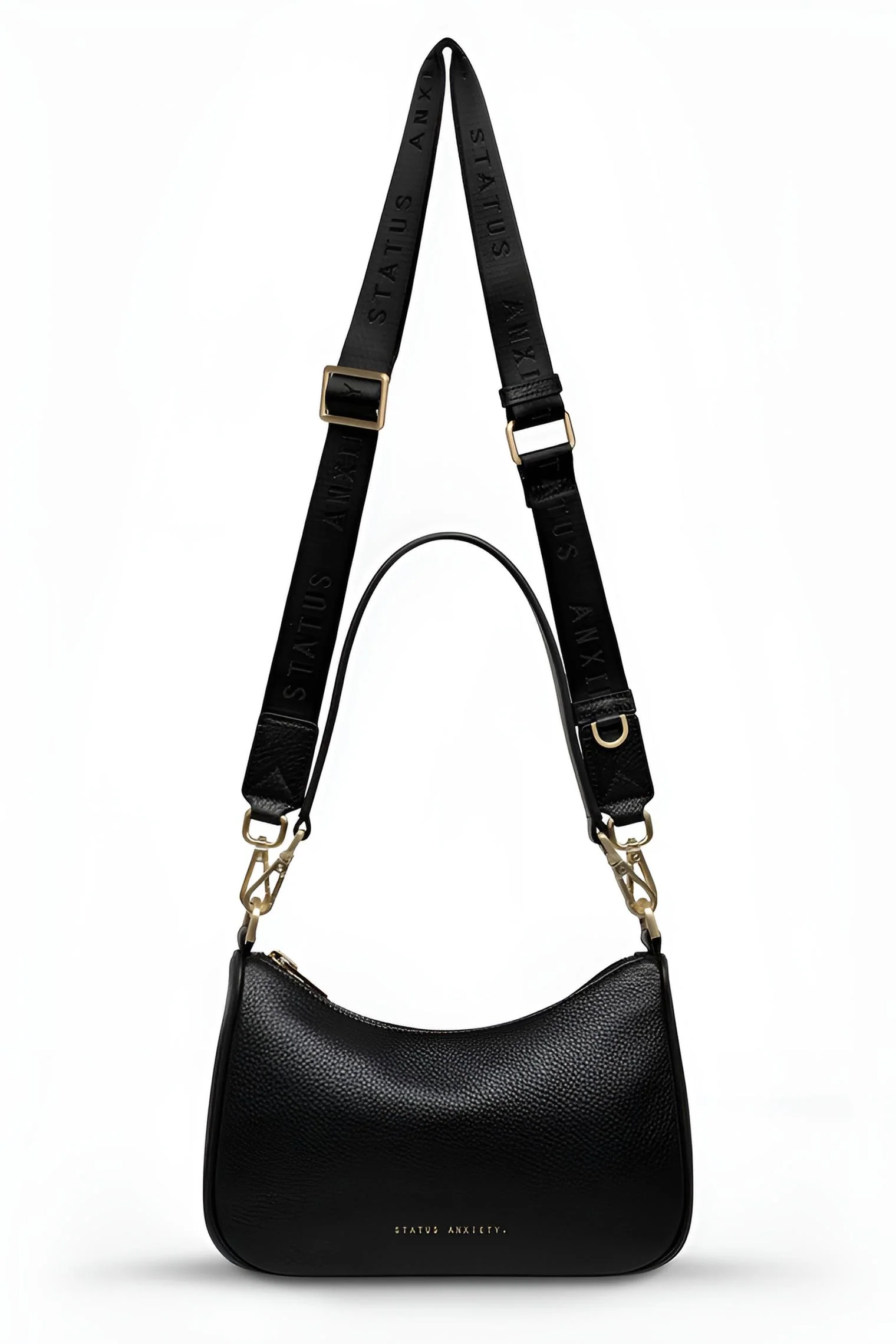 STATUS ANXIETY Womens Look Both Ways Leather Bag in Black w Brushed Gold - Image 2