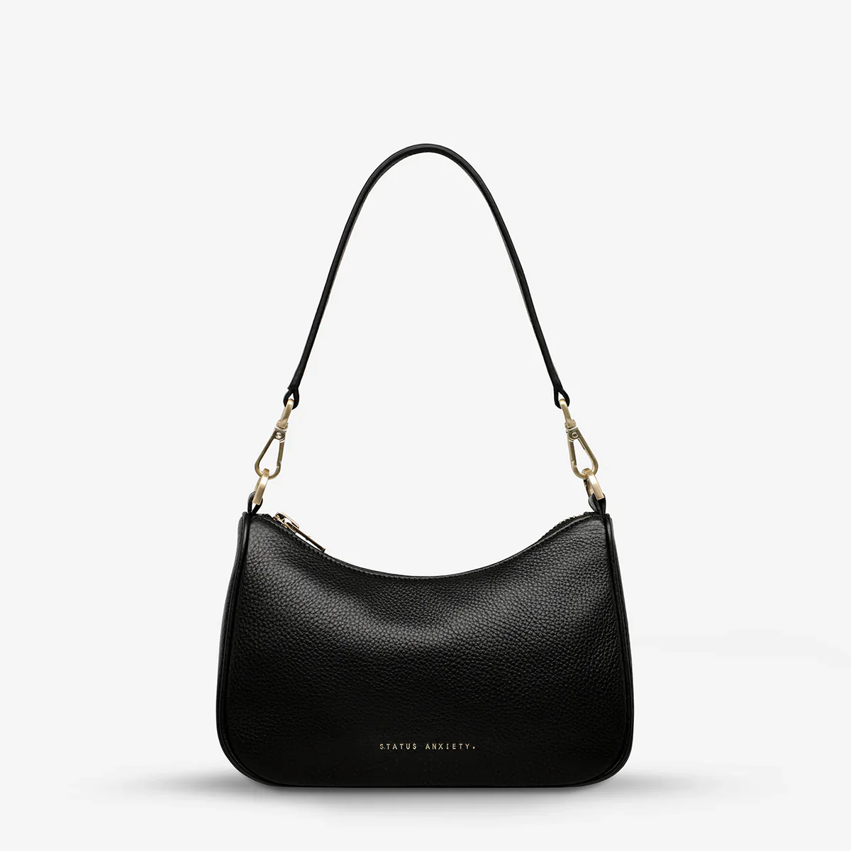 STATUS ANXIETY Womens Look Both Ways Leather Bag in Black w Brushed Gold - Image 8