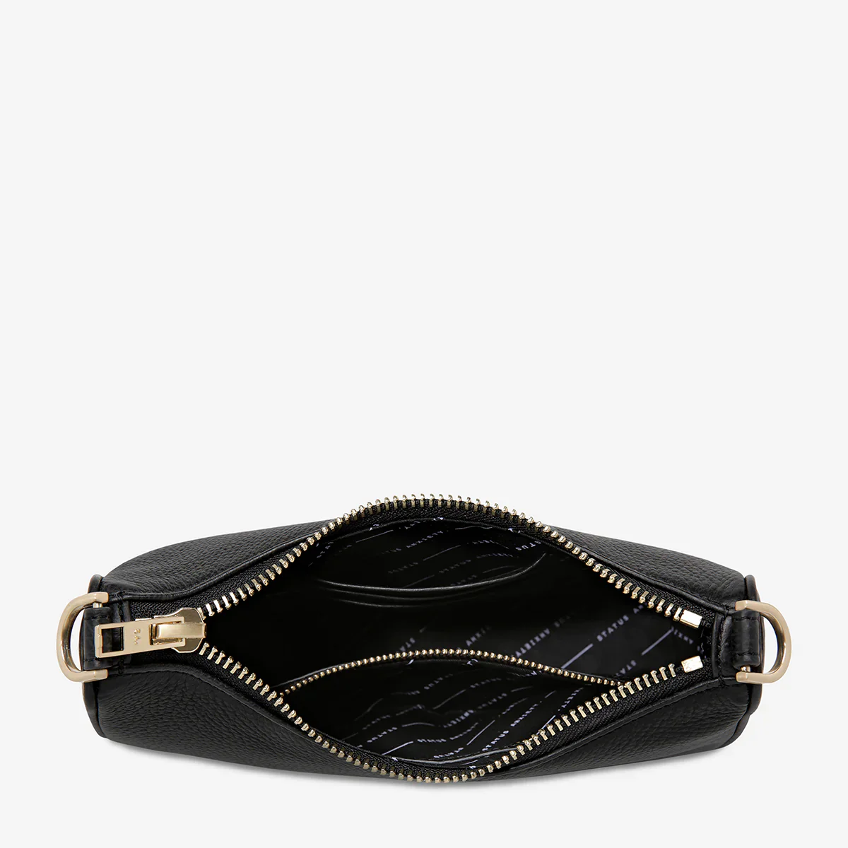 STATUS ANXIETY Womens Look Both Ways Leather Bag in Black w Brushed Gold - Image 9
