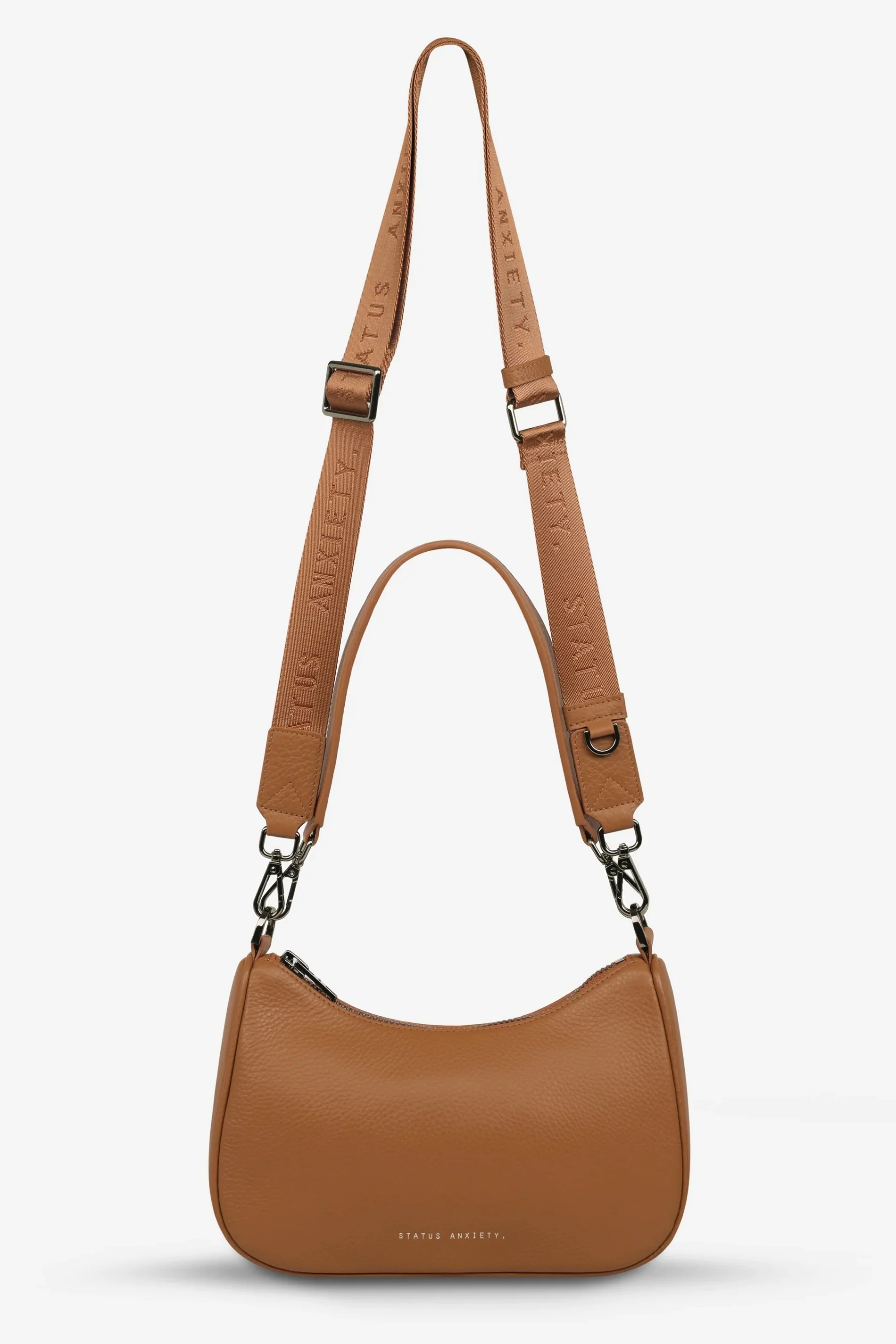 STATUS ANXIETY Womens Look Both Ways Leather Bag in Camel