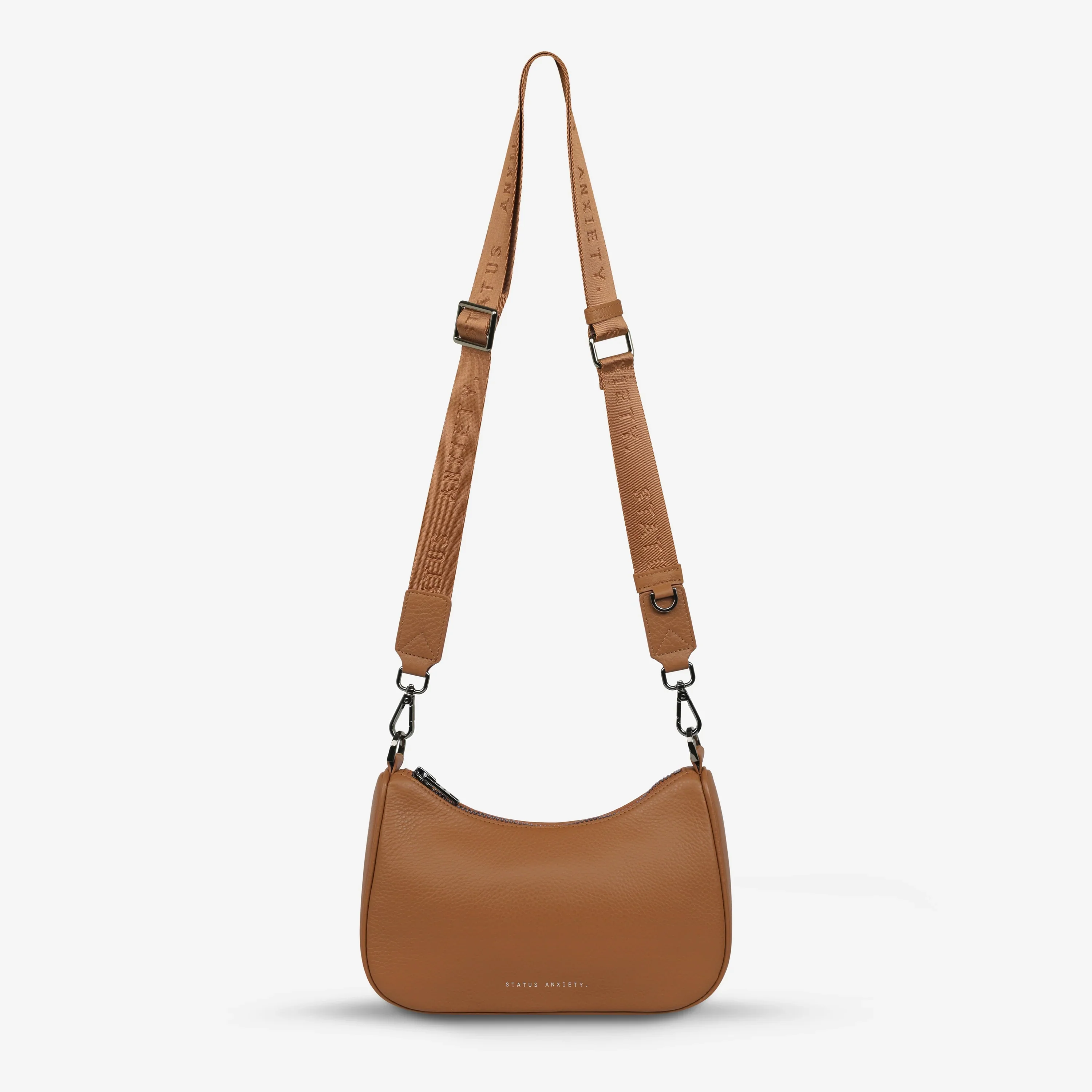 STATUS ANXIETY Womens Look Both Ways Leather Bag in Camel - Image 11