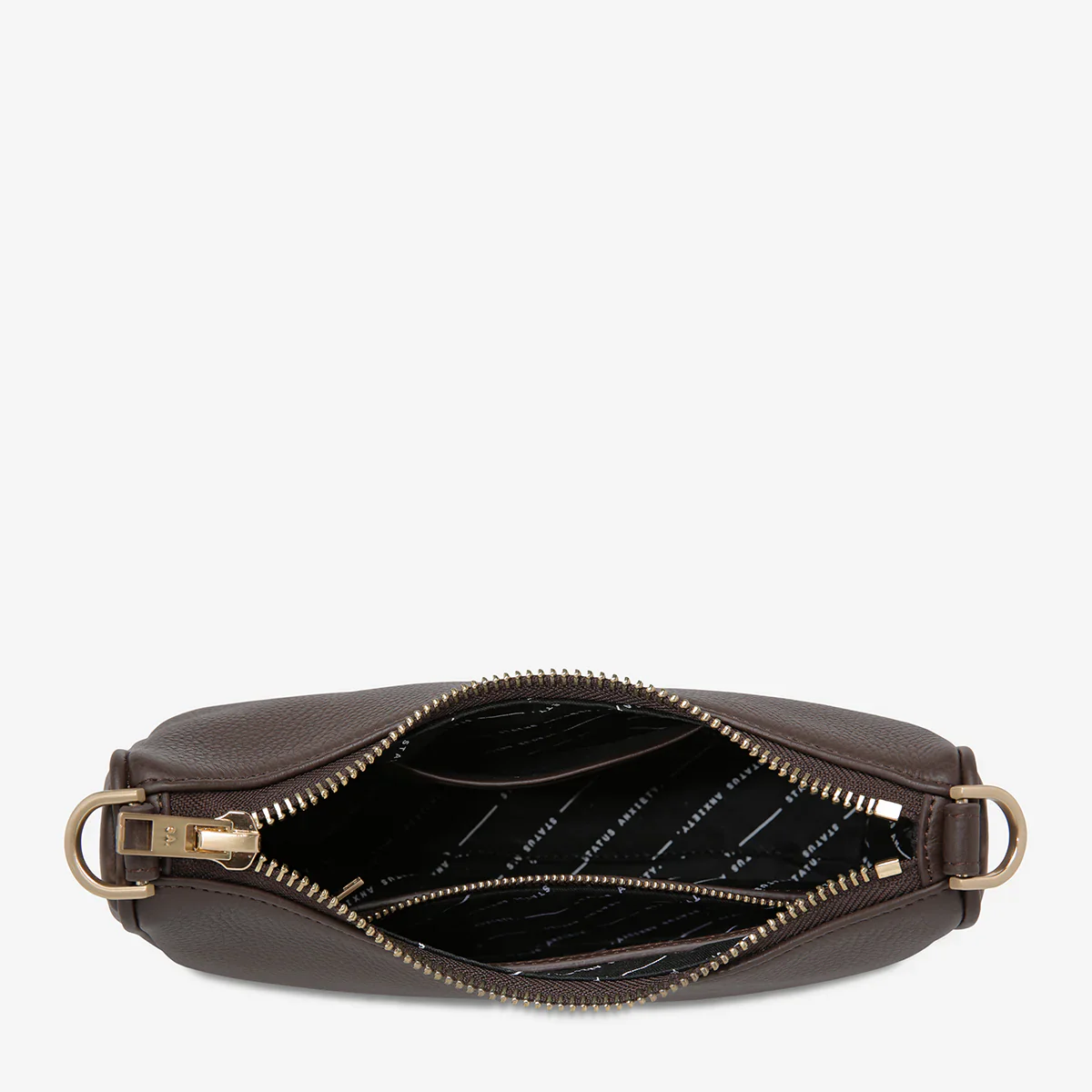 STATUS ANXIETY Womens Look Both Ways Leather Bag in Cocoa w Brushed Gold - Image 4