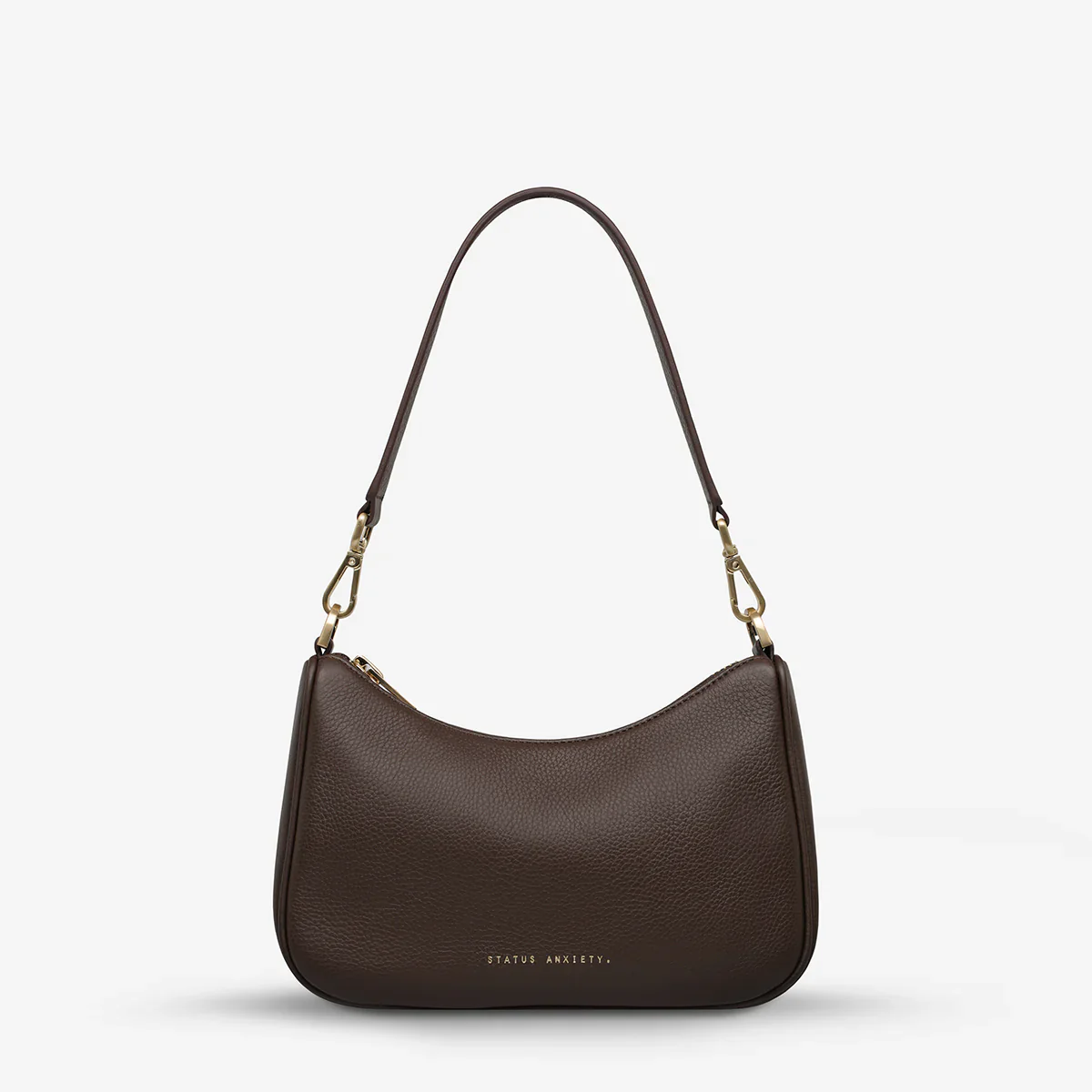 STATUS ANXIETY Womens Look Both Ways Leather Bag in Cocoa w Brushed Gold - Image 5