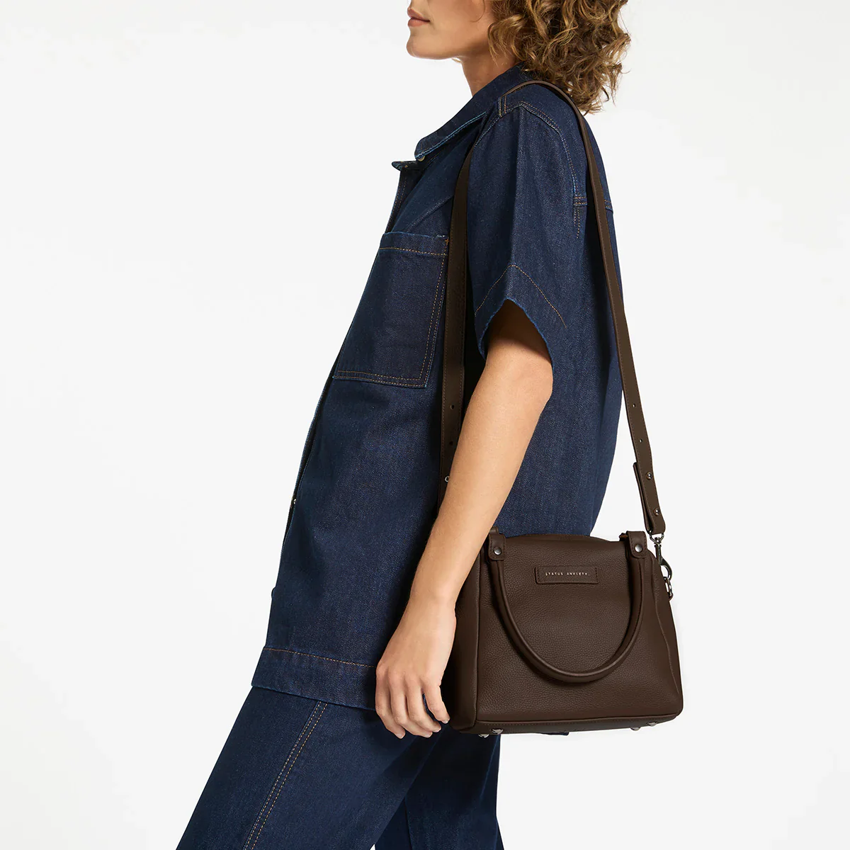 STATUS ANXIETY Womens Mini Mountains Leather Bag - Cocoa - Image 9