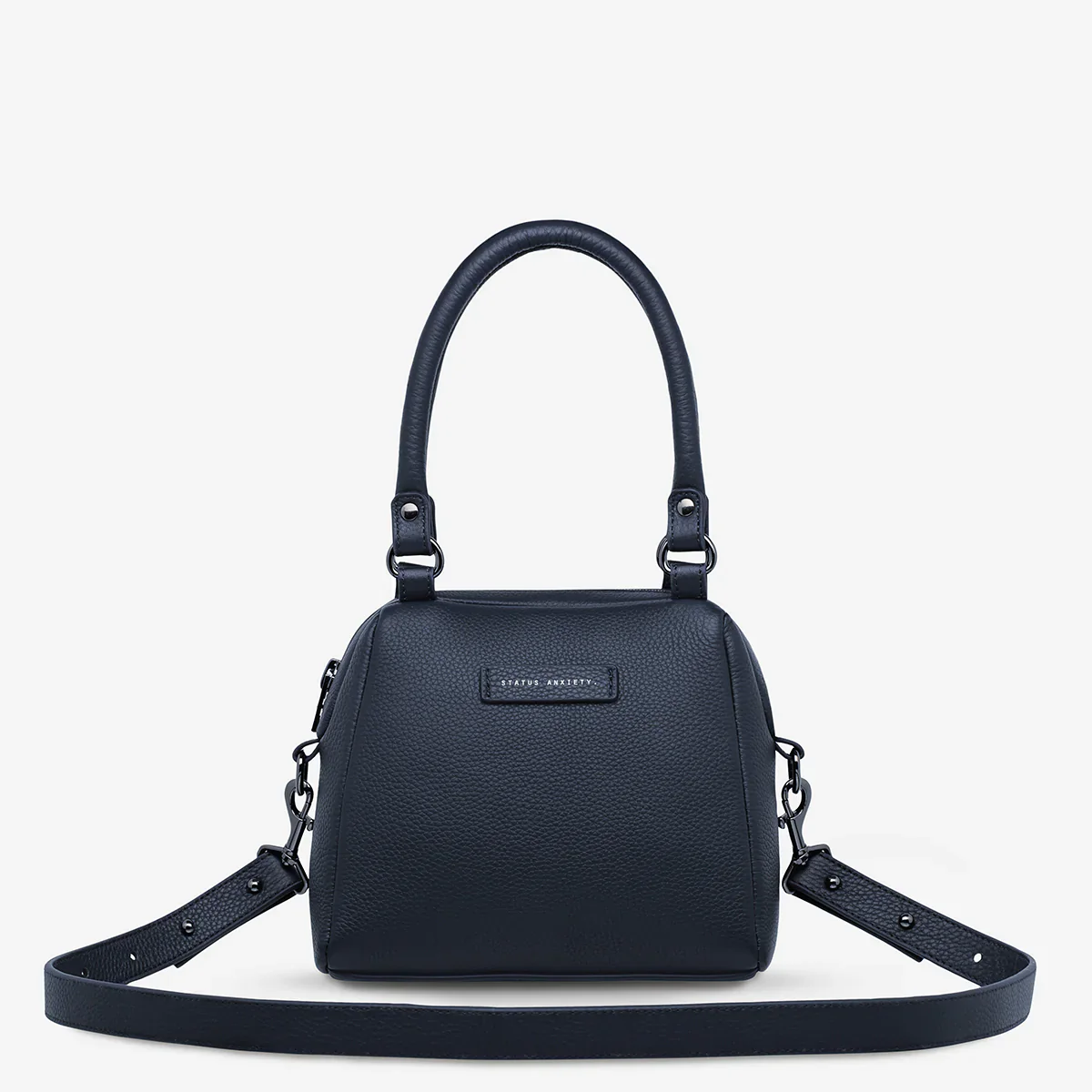STATUS ANXIETY Womens Mini Mountains Leather Bag in Midnight Blue - Image 2