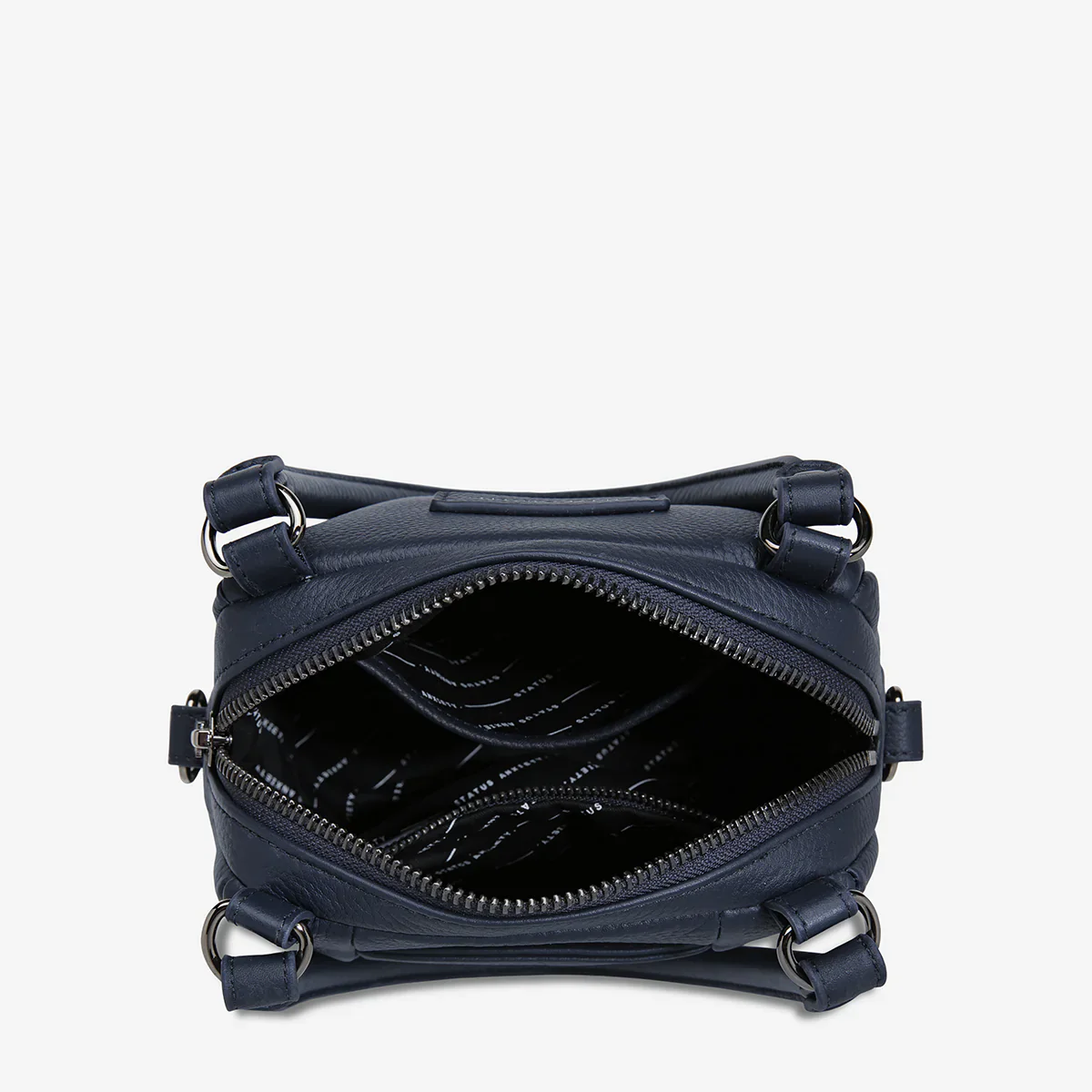 STATUS ANXIETY Womens Mini Mountains Leather Bag in Midnight Blue - Image 3