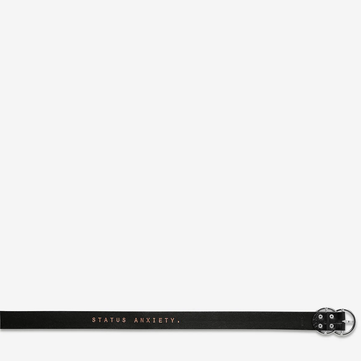 STATUS ANXIETY Womens Mislaid Leather Belt - Black Croc Silver Buckle - Image 7