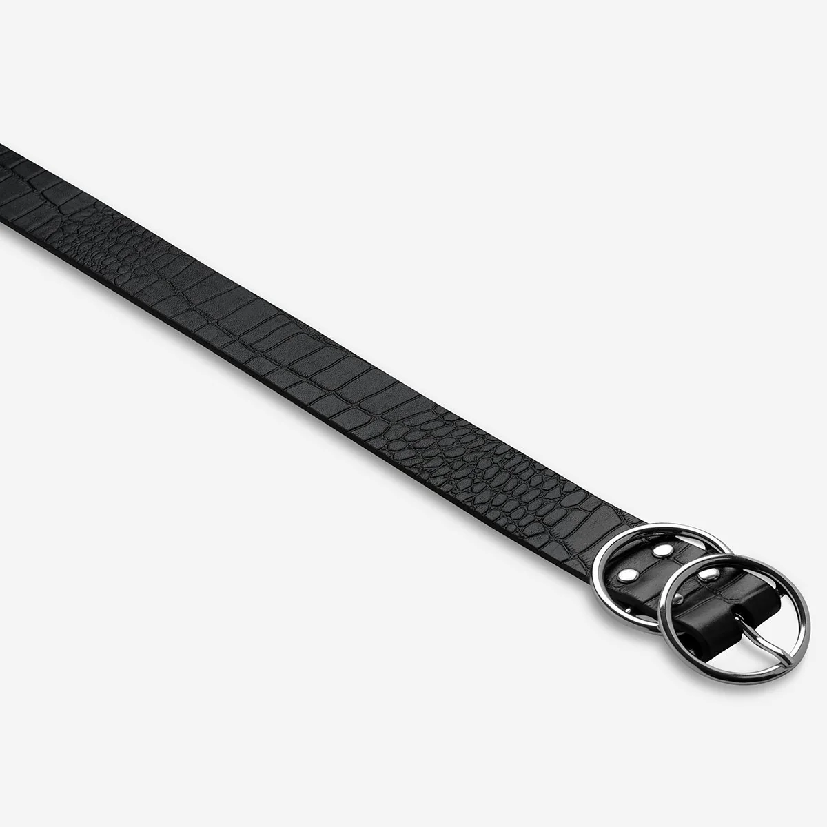STATUS ANXIETY Womens Mislaid Leather Belt - Black Croc Silver Buckle - Image 9
