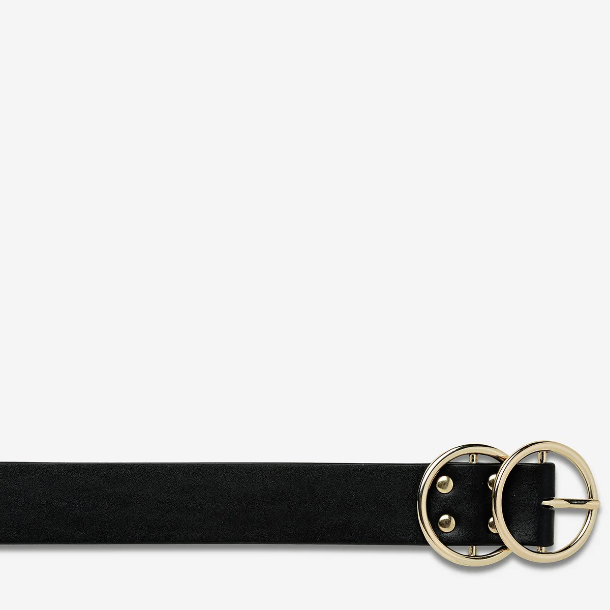 STATUS ANXIETY Womens Mislaid Leather Belt - Black w Gold Buckle - Image 7