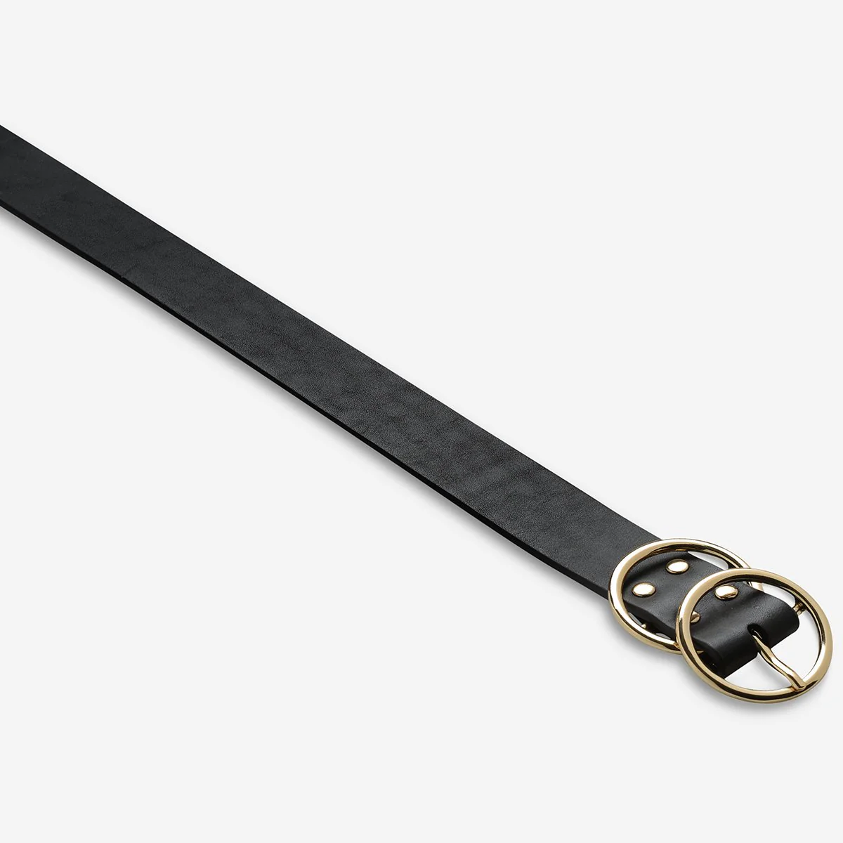 STATUS ANXIETY Womens Mislaid Leather Belt - Black w Gold Buckle - Image 8