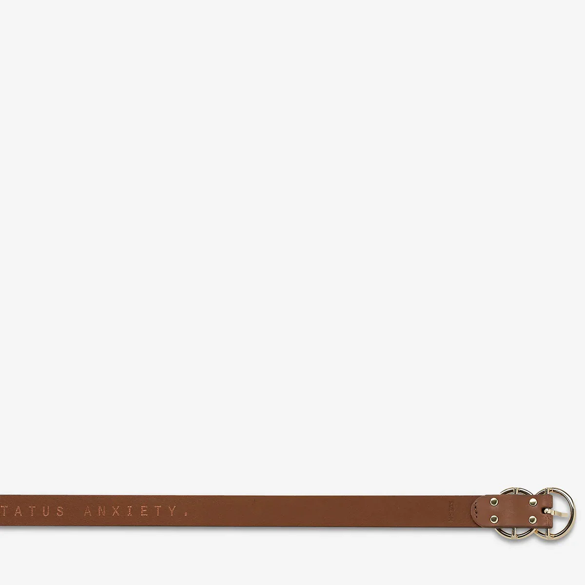 STATUS ANXIETY Womens Mislaid Leather Belt Tan/Gold - Image 4