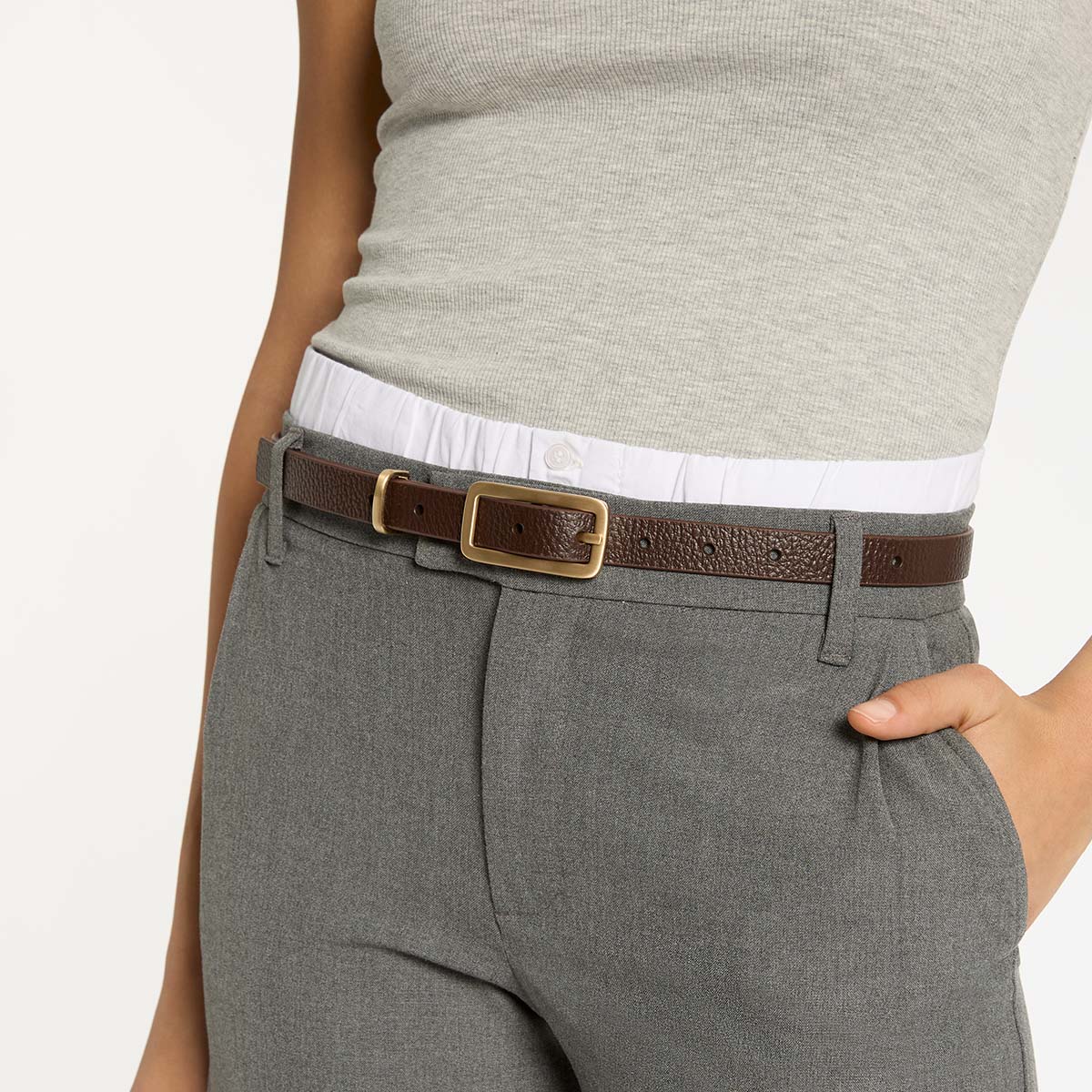 STATUS ANXIETY Womens Muse Leather Belt Choc/Gold - Image 8