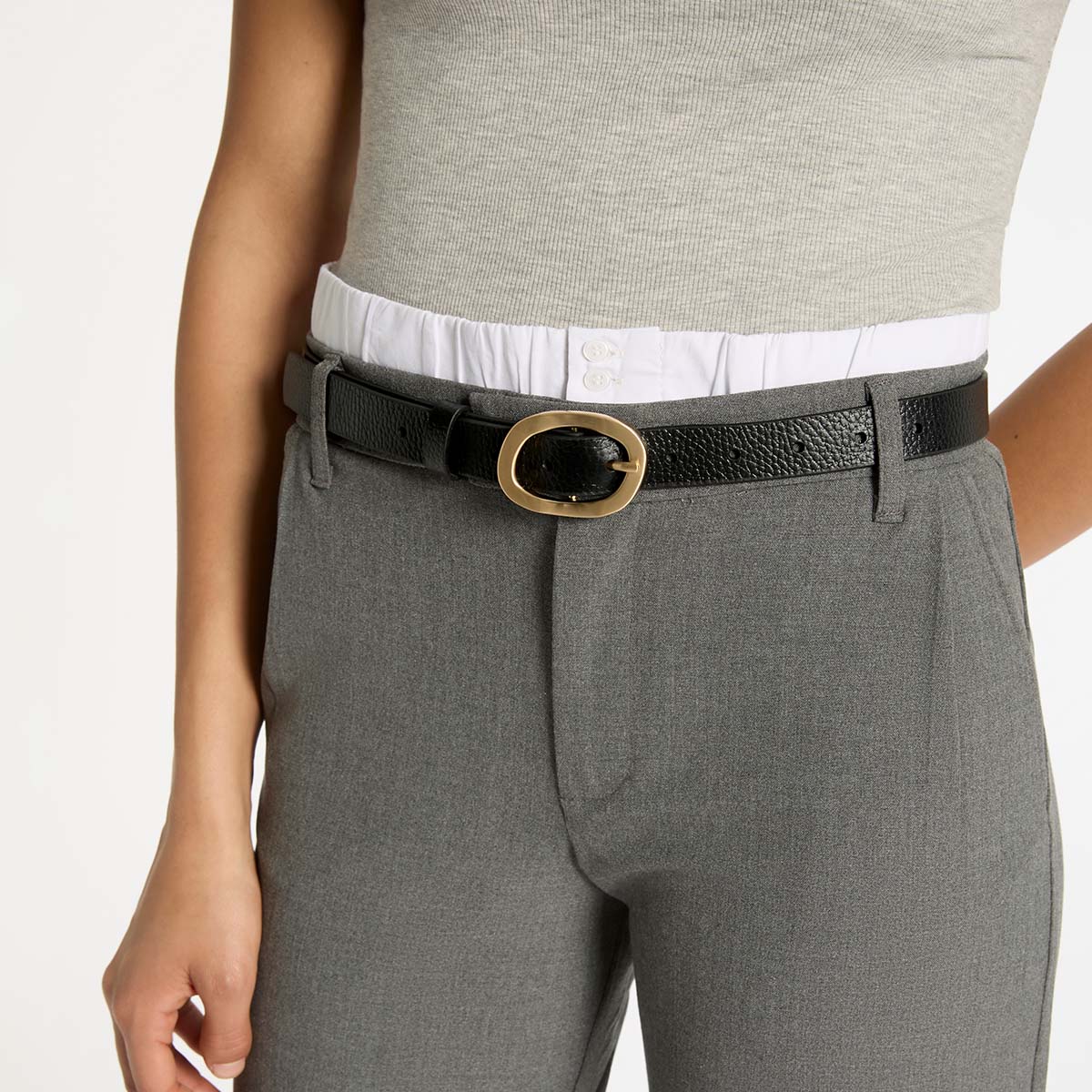 STATUS ANXIETY Womens Nocturne Leather Belt Black / Gold - Image 12