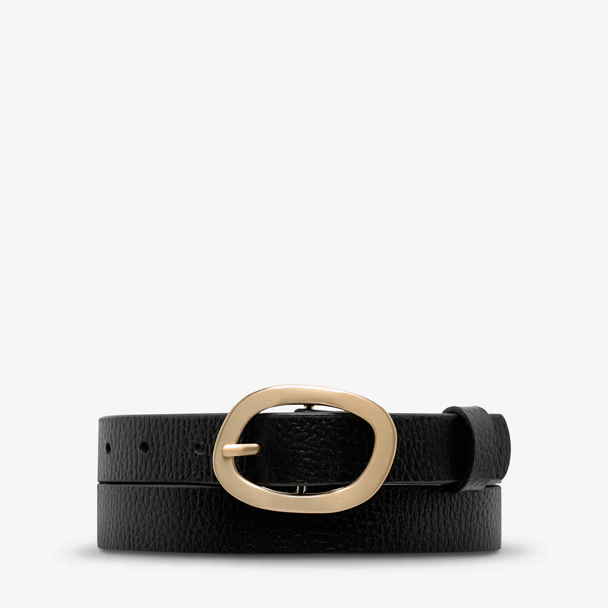 STATUS ANXIETY Womens Nocturne Leather Belt Black / Gold - Image 4