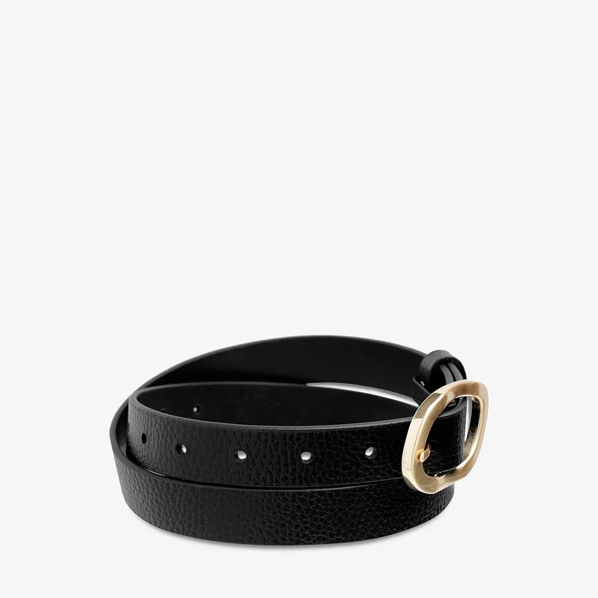 STATUS ANXIETY Womens Nocturne Leather Belt Black / Gold - Image 5